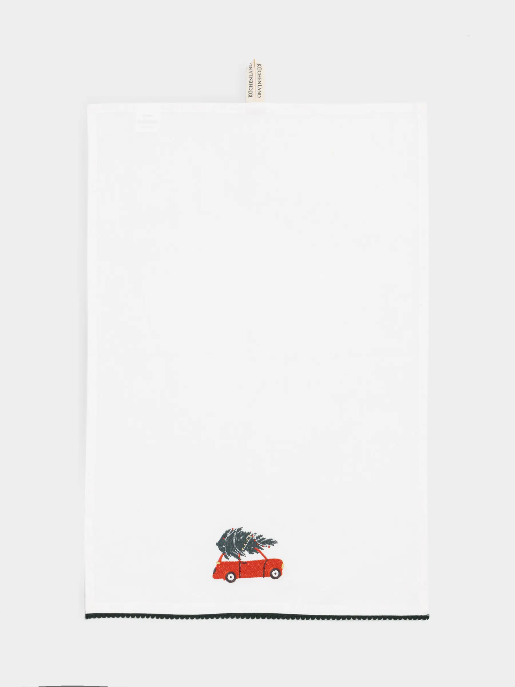Полотенце кухонное, 40х60 см, хлопок, молочное, Машина с елкой, Red car