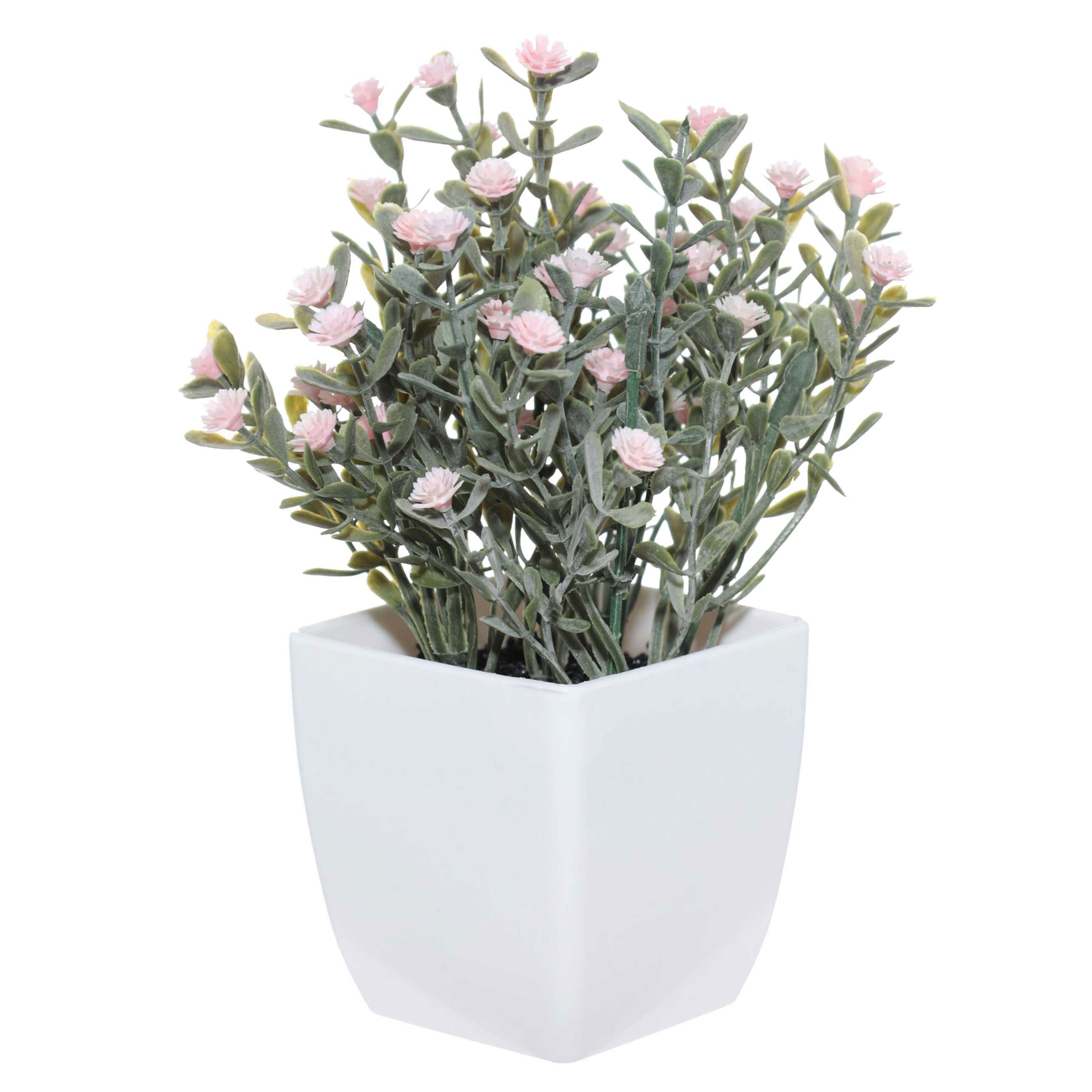 Растение искусственное, 17 см, в горшке, пластик/металл, Розовые цветы, Pot garden, image-1