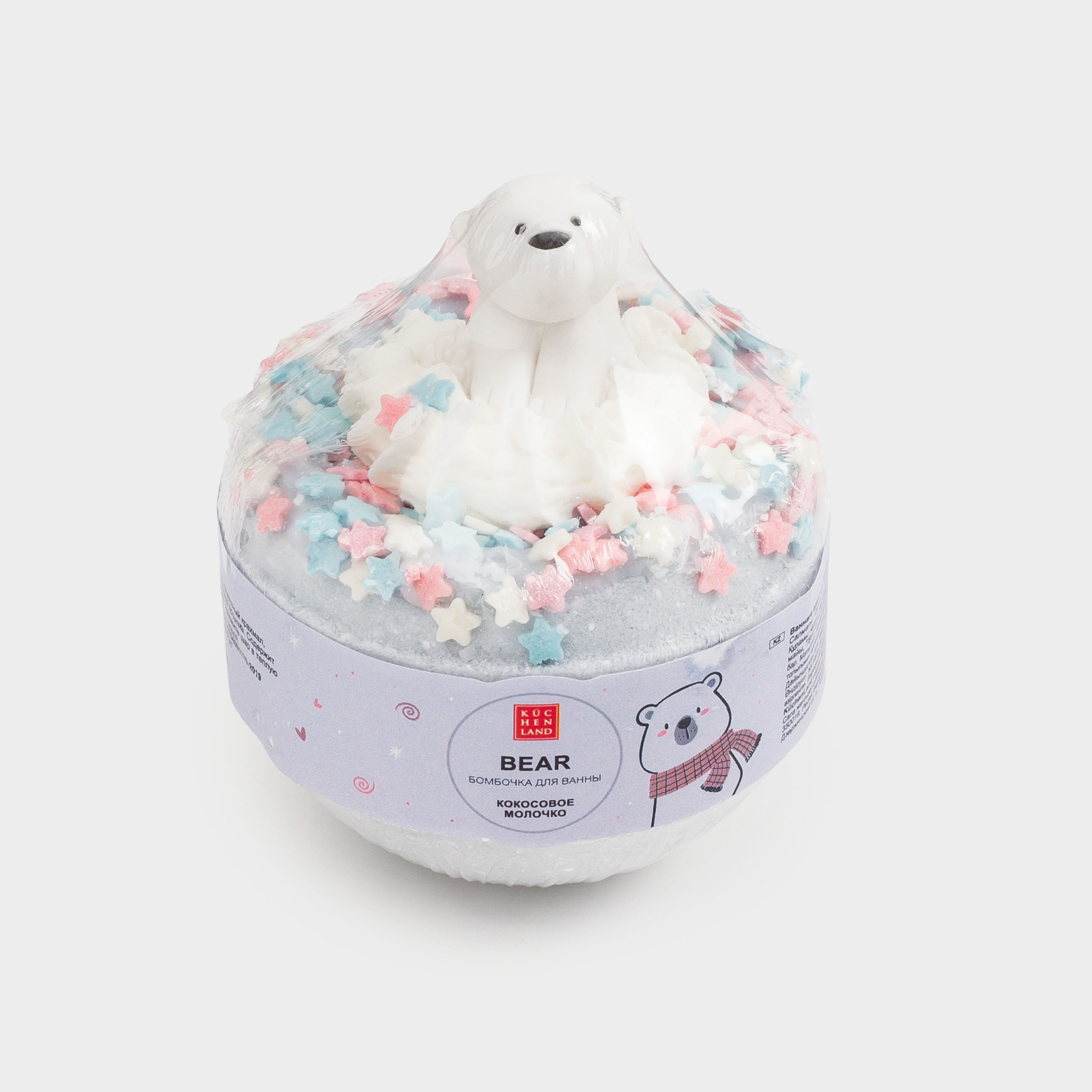 Бомбочка для ванны, 130 гр, с игрушкой, голубая, Кокосовое молочко, Мишка, Bear, image-3