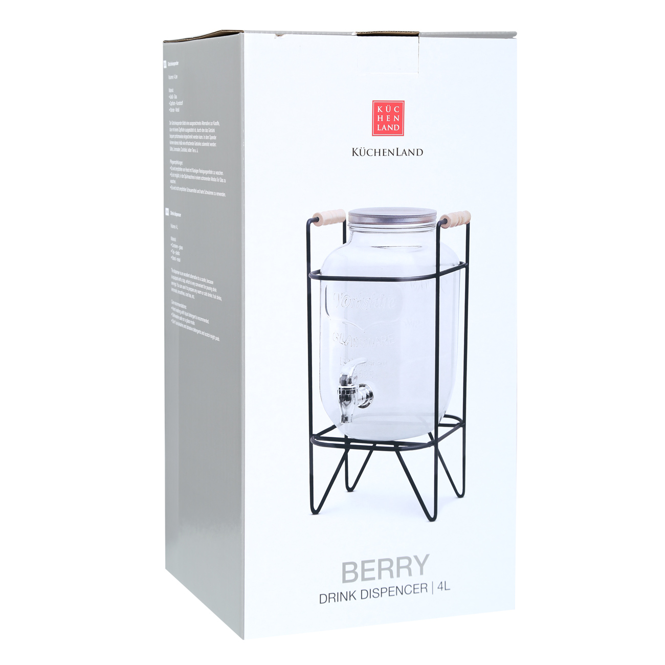 Диспенсер для напитков, 4 л, на подставке, стекло Р/металл, черный, Berry, image-6