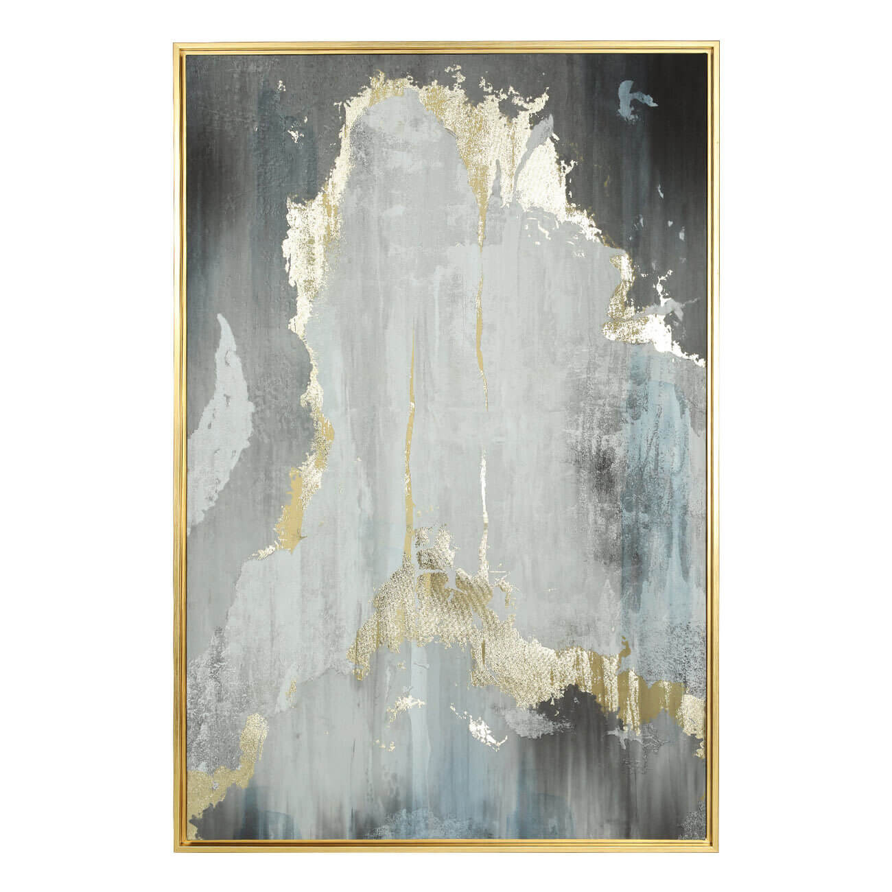 Картина в раме, 80х120 см, холст/фольга, золотисто-серая, Абстракция, Abstract фольга