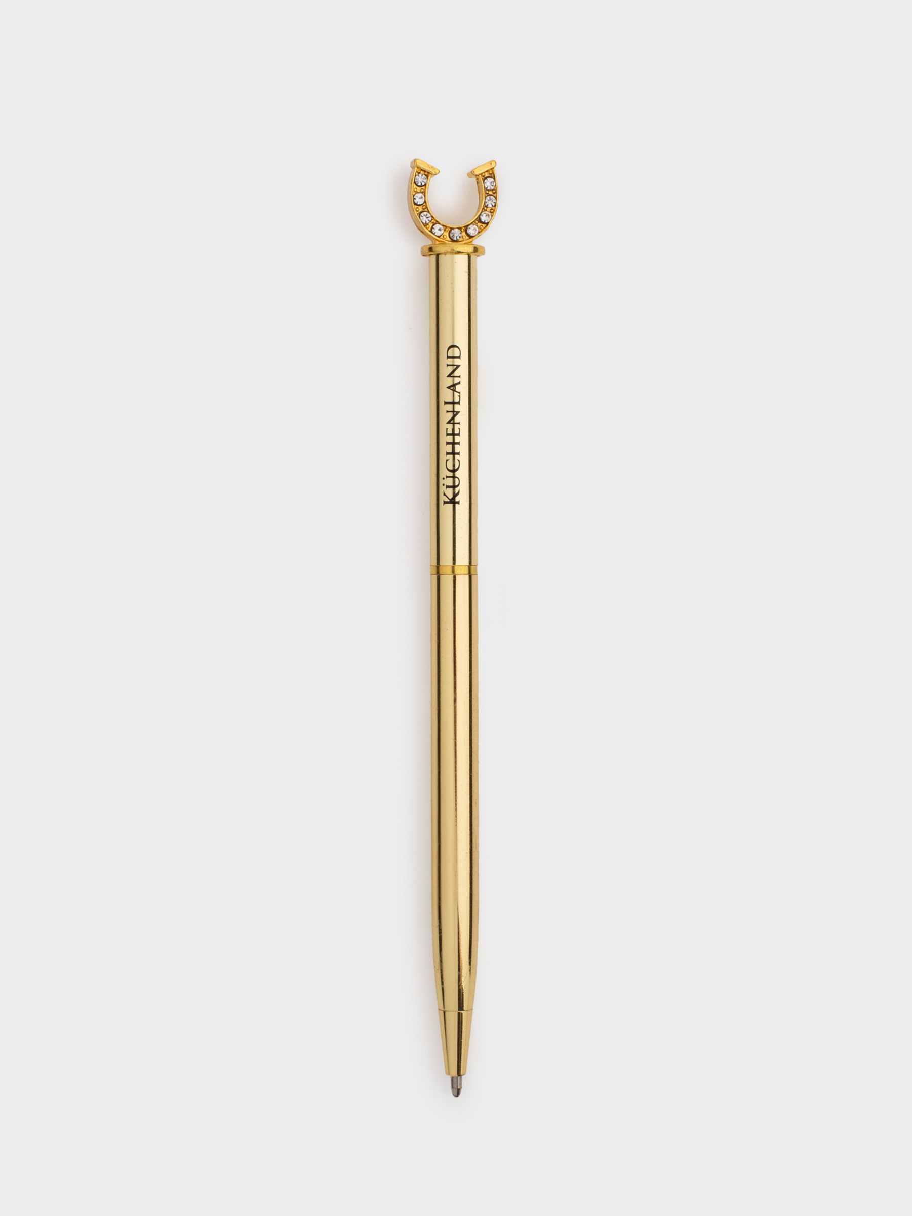 Ручка шариковая, 15 см, с фигуркой, сталь, золотистая, Подкова, Draw figure, image-0