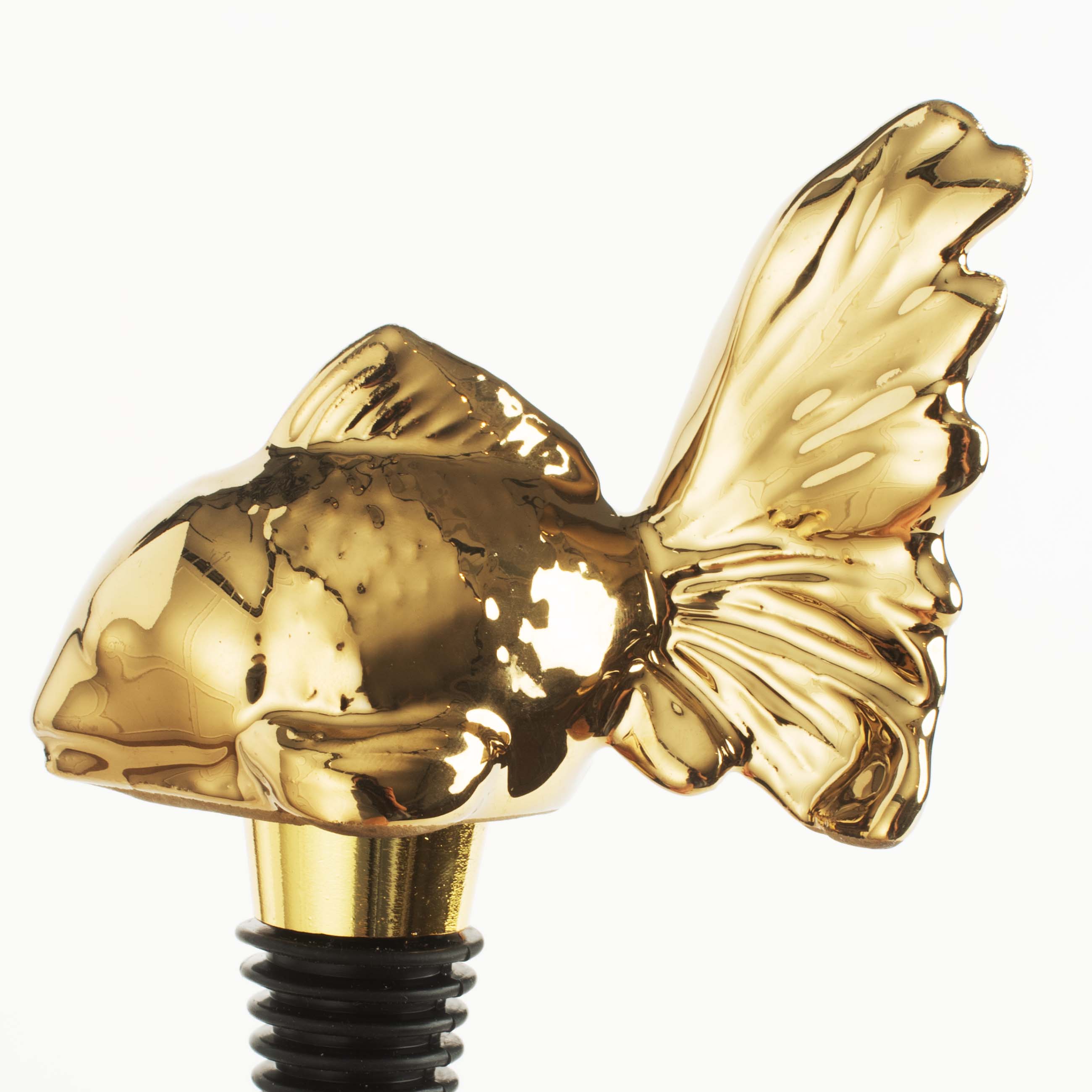 Пробка для винной бутылки, 12 см, металл/керамика, золотистая, Рыбка, Goldfish изображение № 4