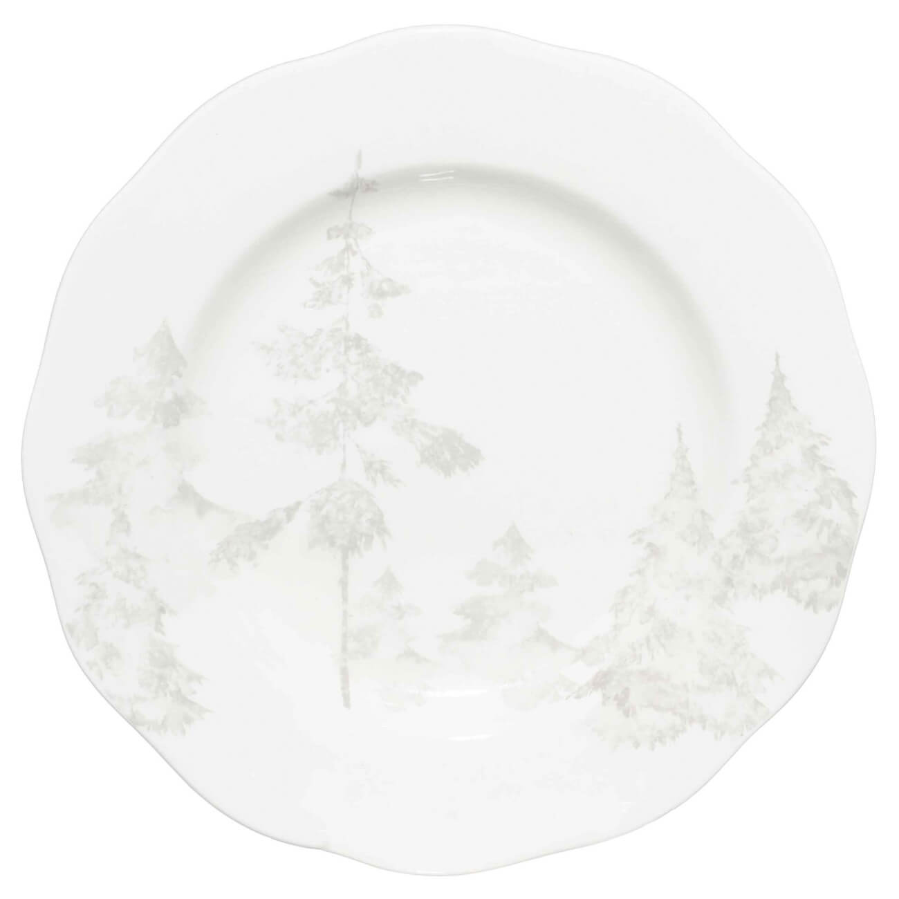 

Тарелка обеденная, 26 см, керамика, белая, Заснеженные ели, Woodland story