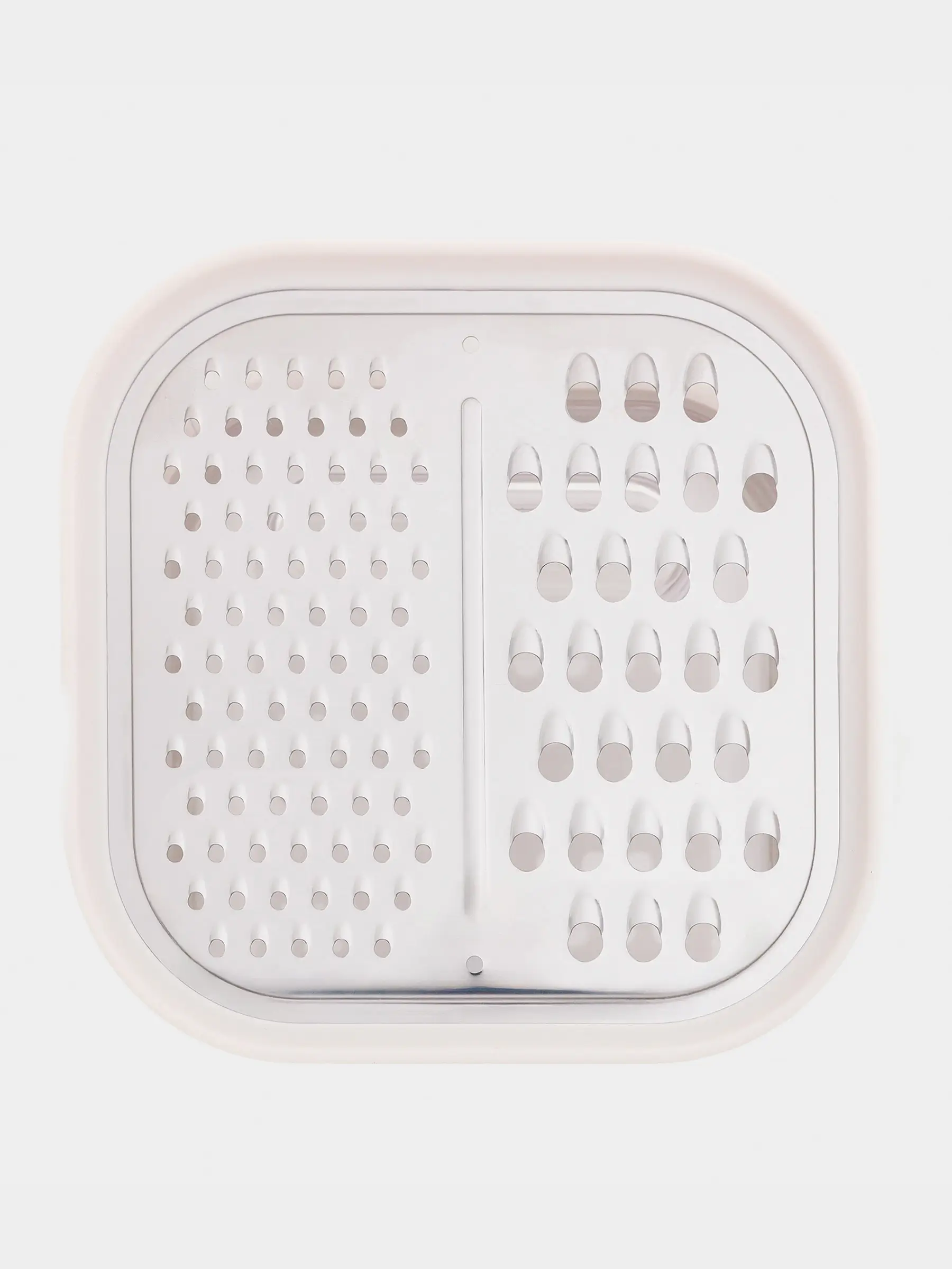 Терка, 14х14 см, с контейнером, сталь/пластик, молочная, Soft kitchen