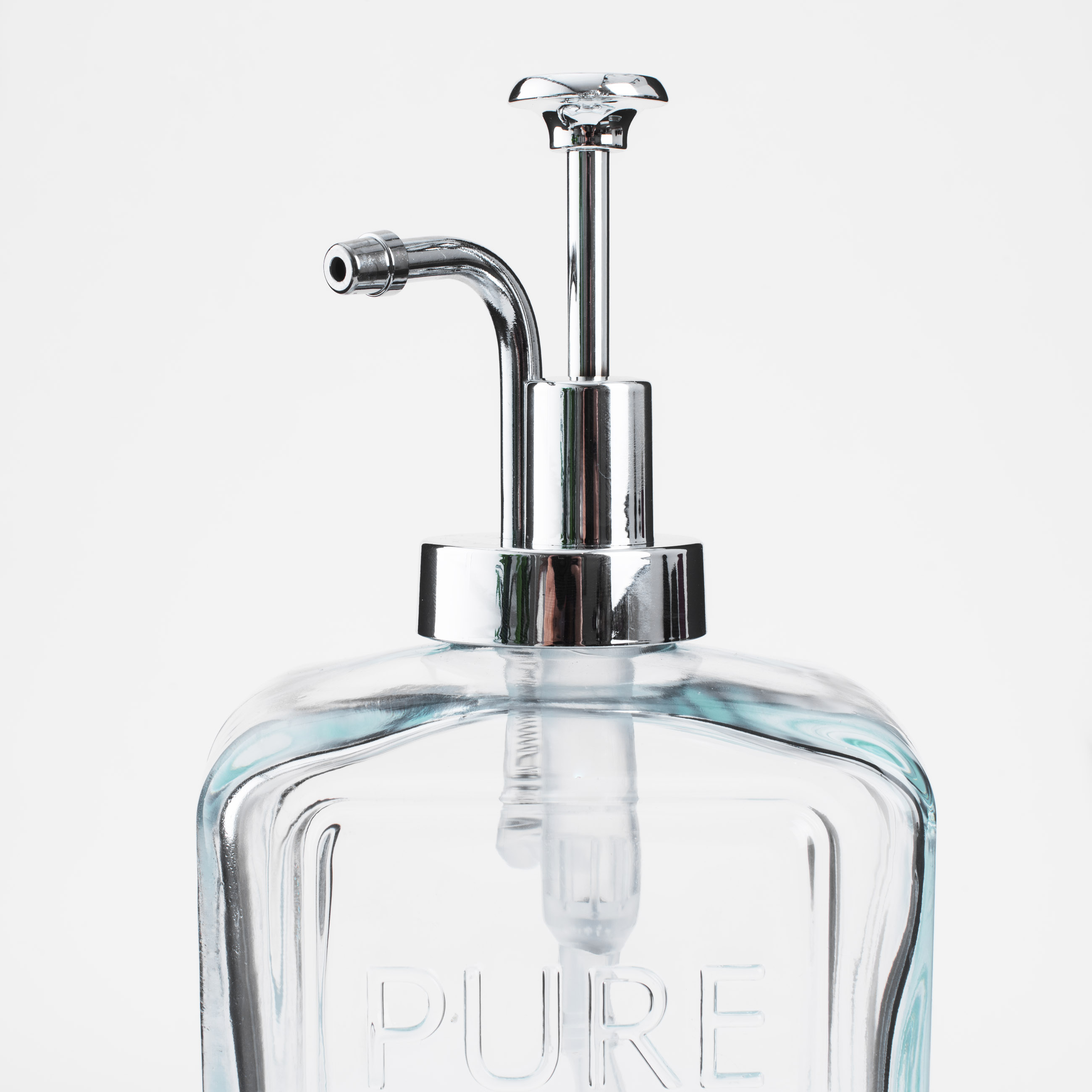 Диспенсер для жидкого мыла, 550 мл, стекло/пластик, серебристый, Pure soap, Clear title изображение № 5