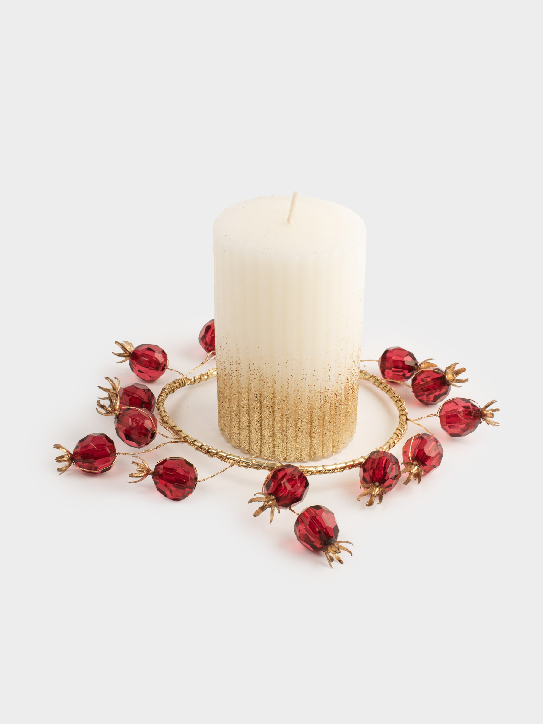 Венок для свечи, 10/18 см, металл/пластик, Красные гранаты, Garnet decor, image-5