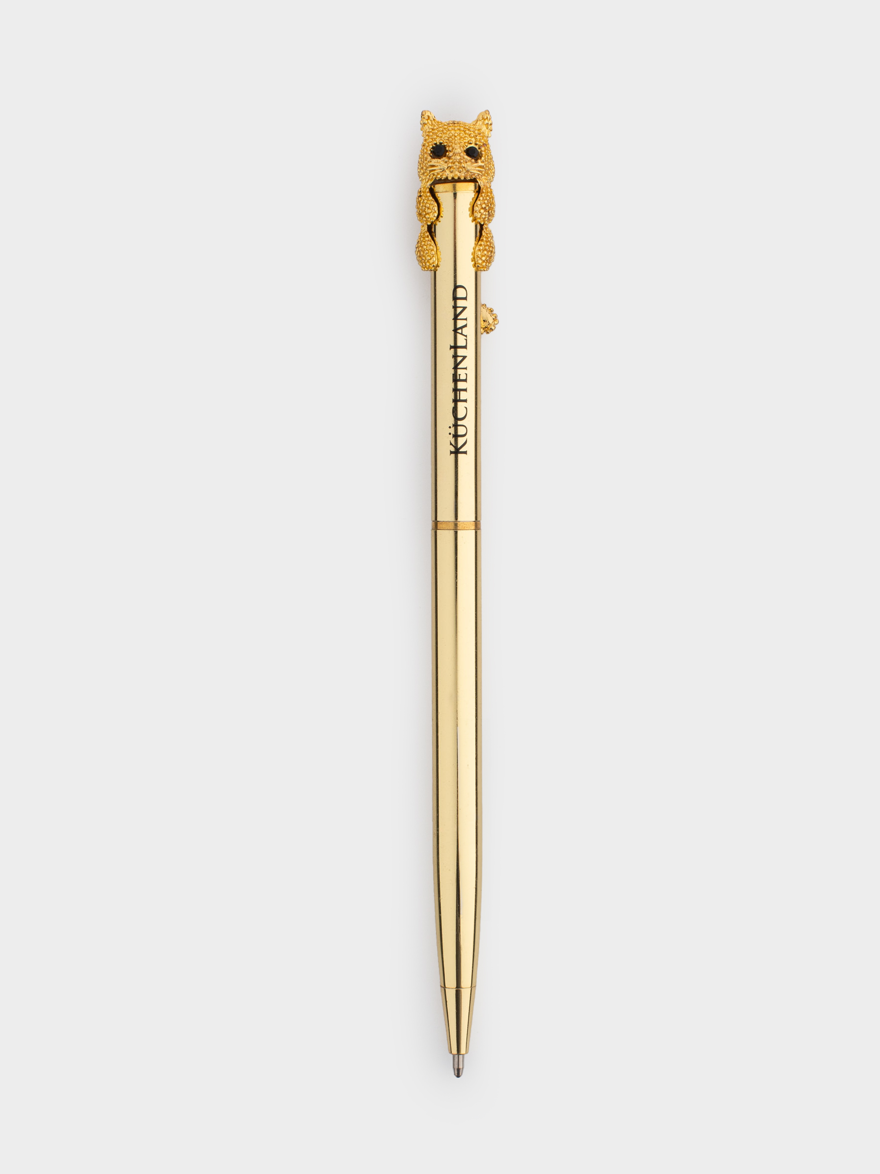 Ручка шариковая, 14 см, с фигуркой, золотистая, Кот, Draw figure, image-1