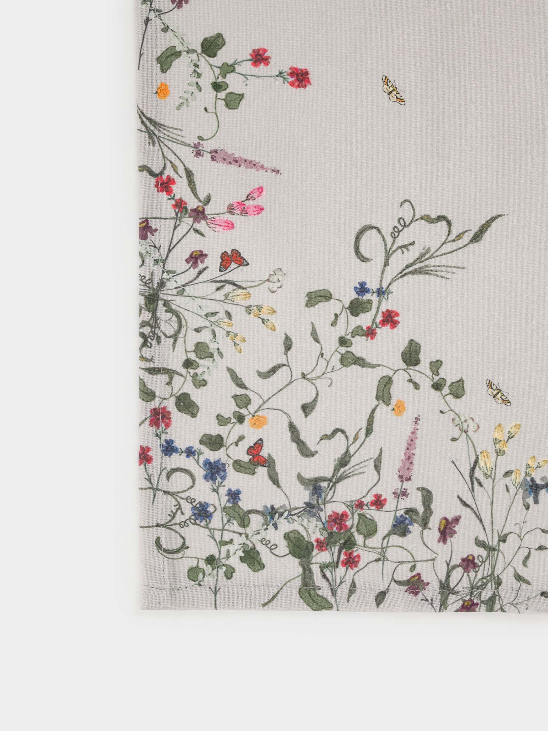 Полотенце кухонное, 40х60 см, хлопок, серо-бежевое, Цветы и бабочки, Tiny flower, image-1
