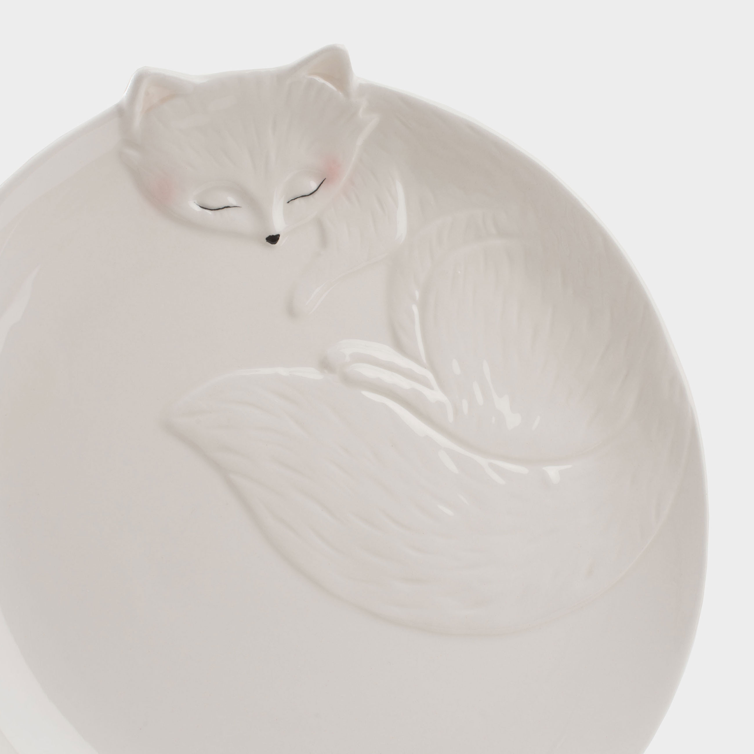 Тарелка десертная, 20 см, керамика, молочная, Лиса спит, Fine foxy, image-2