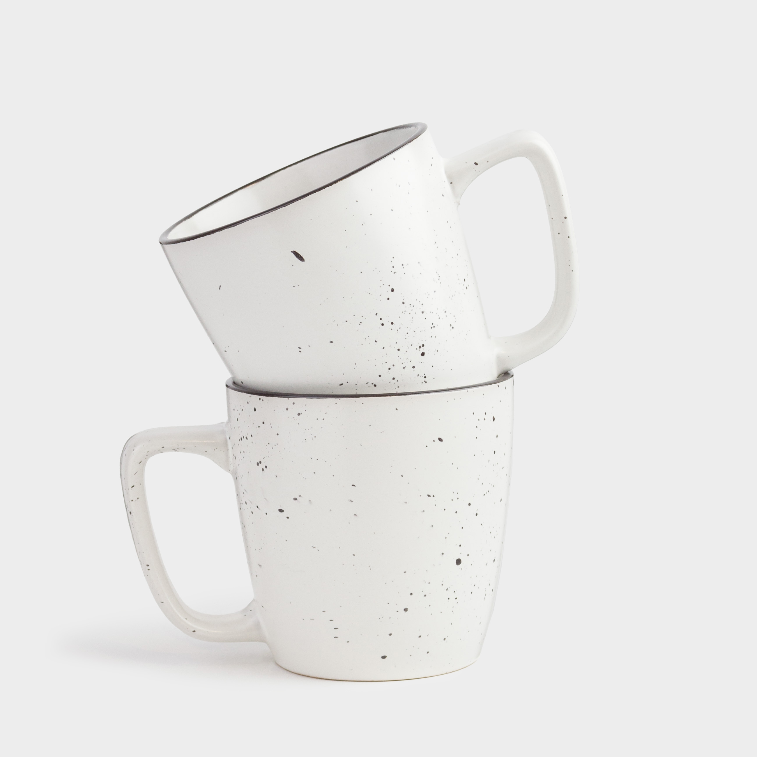 Кружка, 450 мл, 2 шт, керамика, белая, с черным кантом, в крапинку, Speckled black, image-0