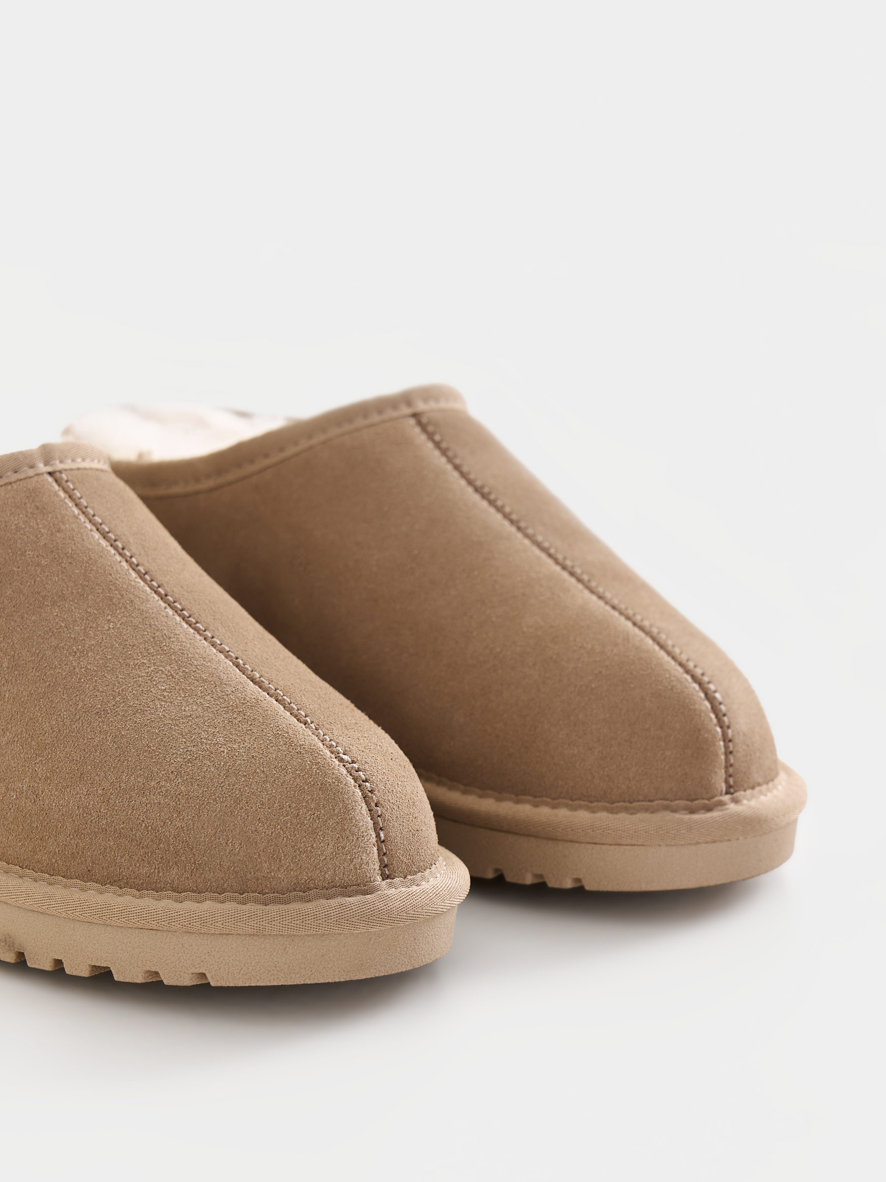 Угги женские, р. 37, с открытой пяткой, замша/шерсть, бежевые, Suede, image-6