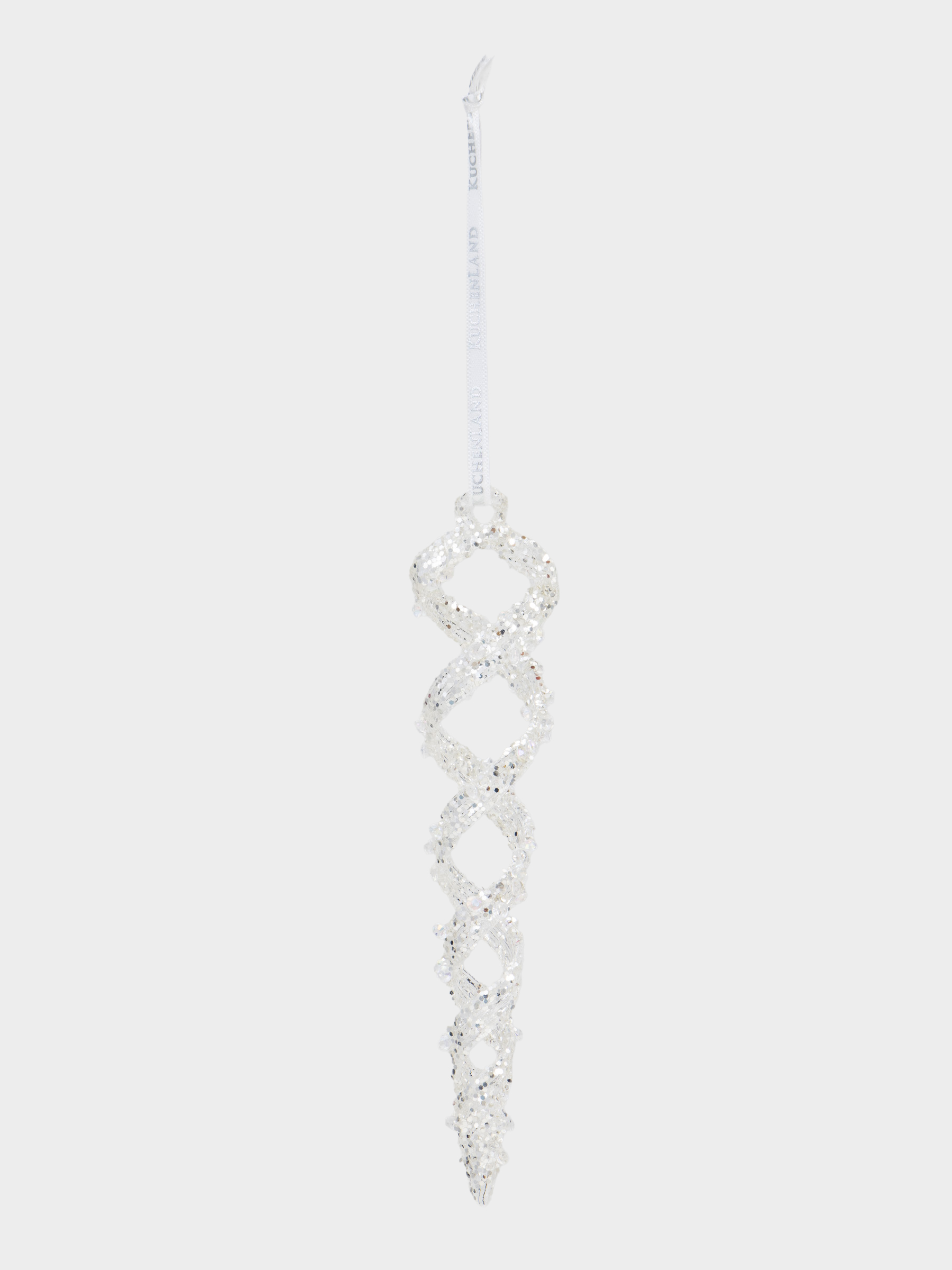 Игрушка елочная, 17 см, стекло, с блестками, серебристая, Сосулька, Figure sparkle, image-1
