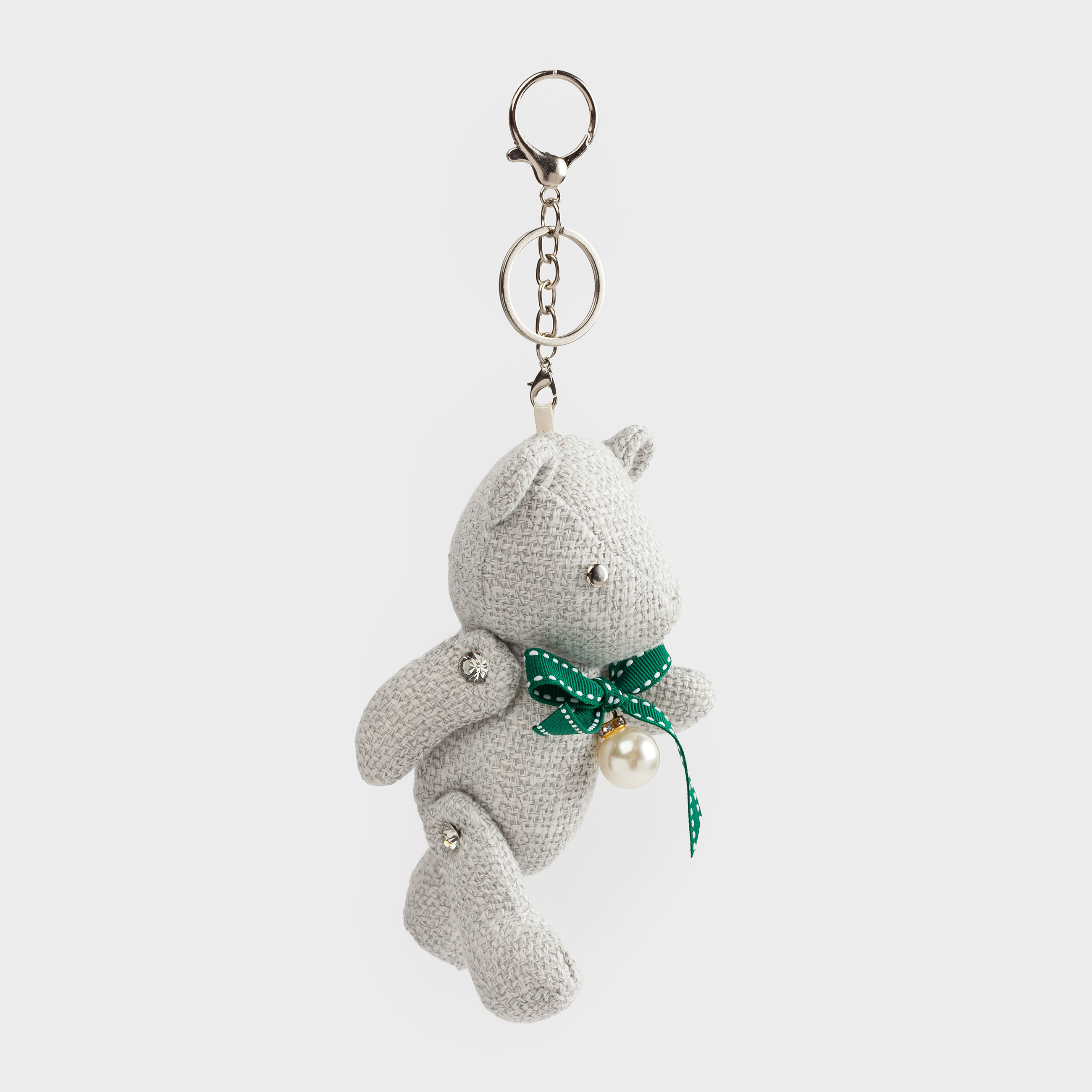 Брелок, 12 см, мягкий, полиэстер/металл, серый, Мишка, Bear, image-3