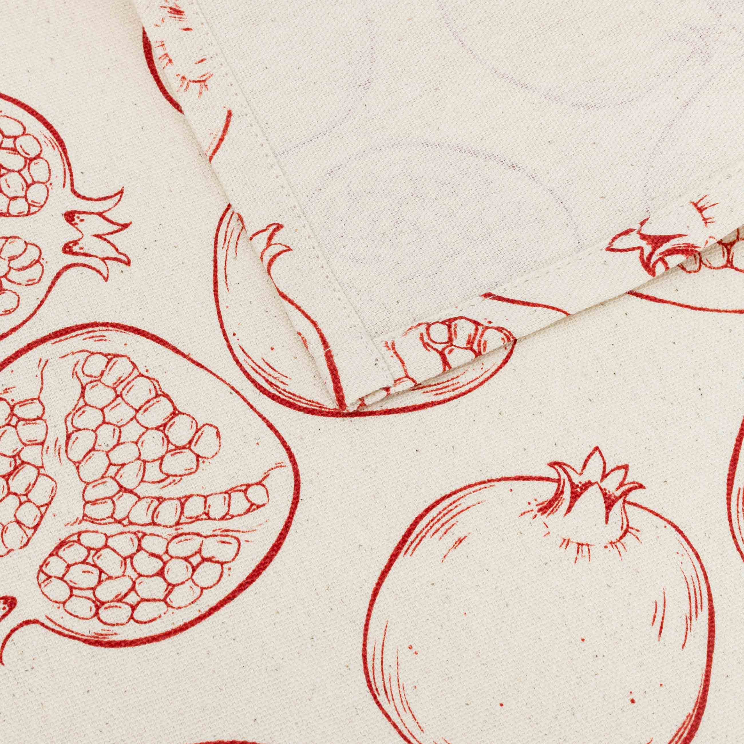 Полотенце кухонное, 40x60 см, 3 шт, хлопок, бежевое/зеленое, Гранаты, Pomegranate