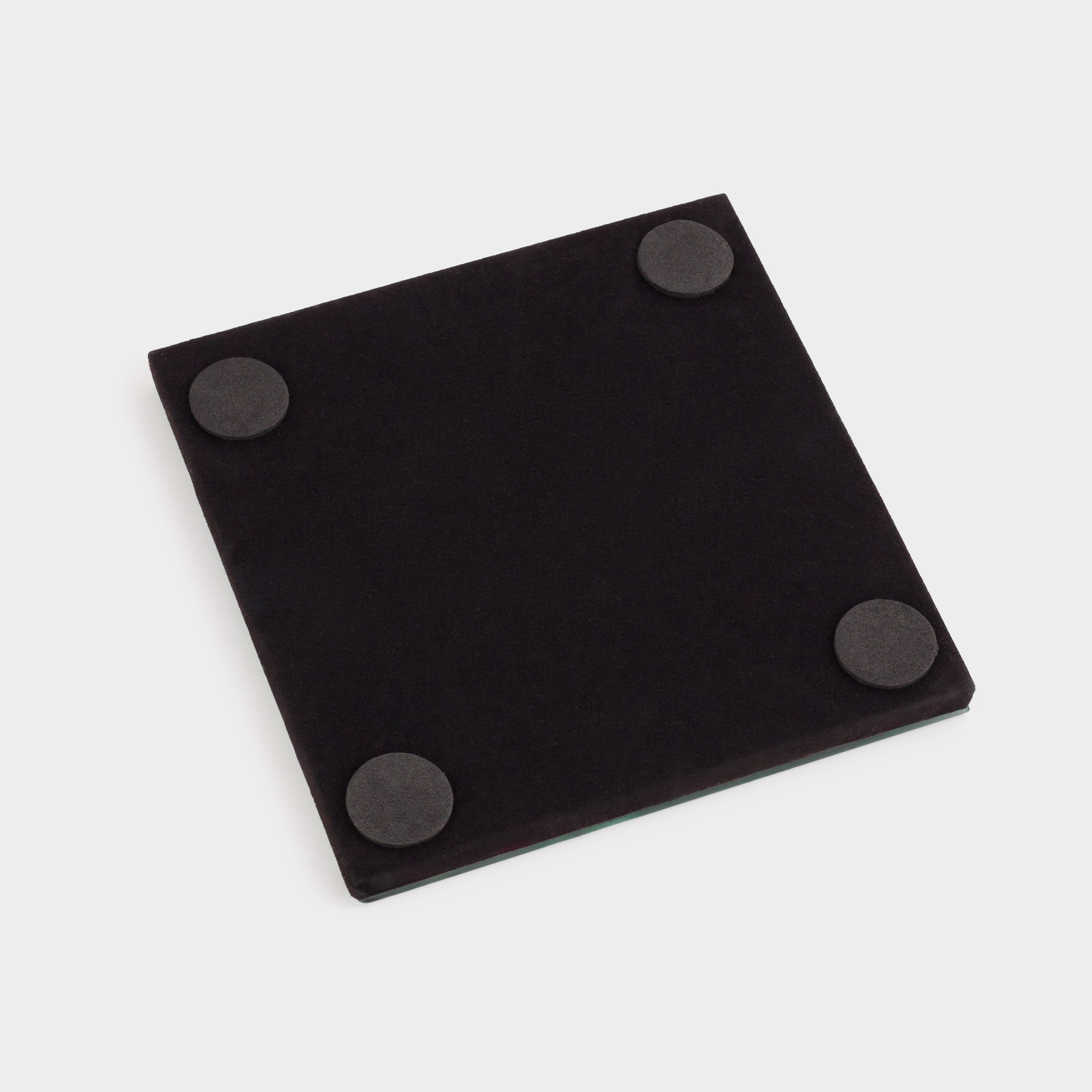 Подставка под кружку, 10 см, стекло, квадратная, зеркальная, Черные кристаллы, Glossy crystal, image-3