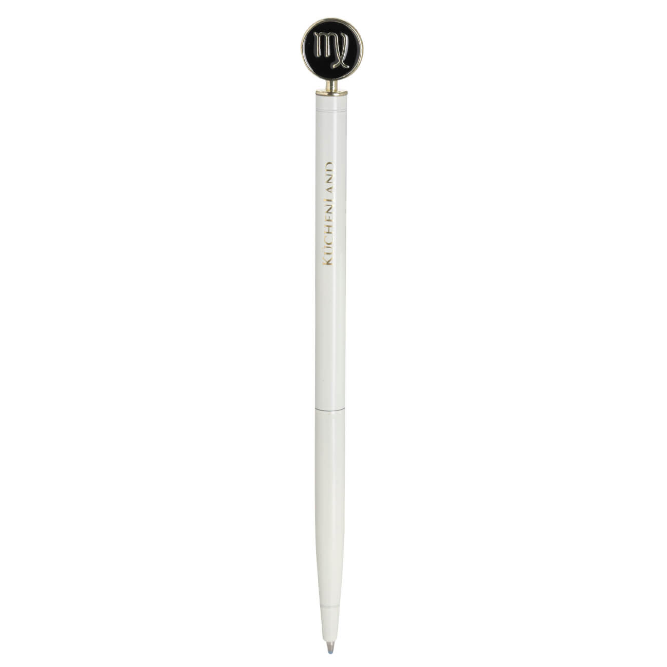 Ручка шариковая, 15 см, с фигуркой, сталь, молочно-золотистая, Дева, Zodiac