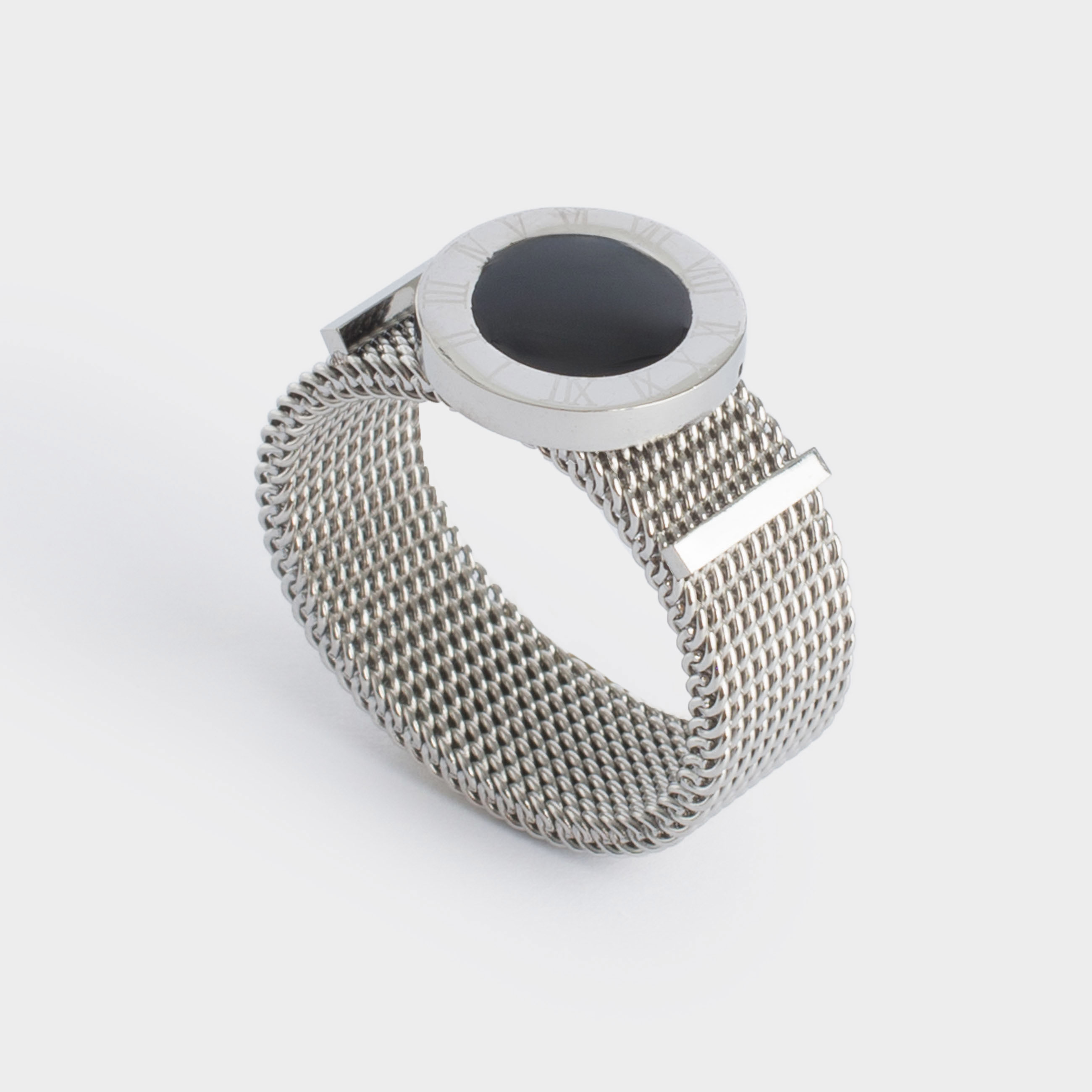 Кольцо, р. S-M, единый размер, сталь, серебристо-черное, Часы, Jewelry black