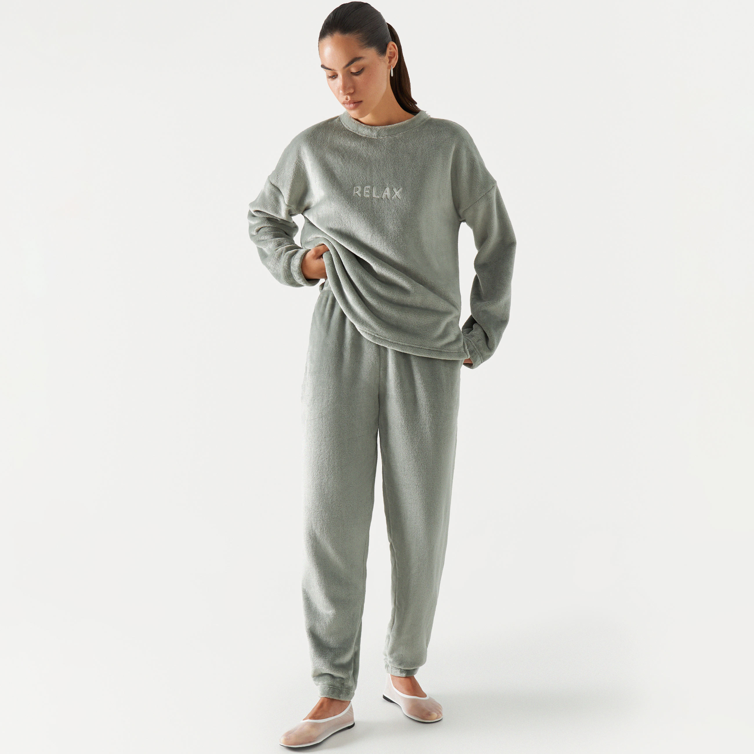 Брюки женские, флис, фисташковые, Isabelle