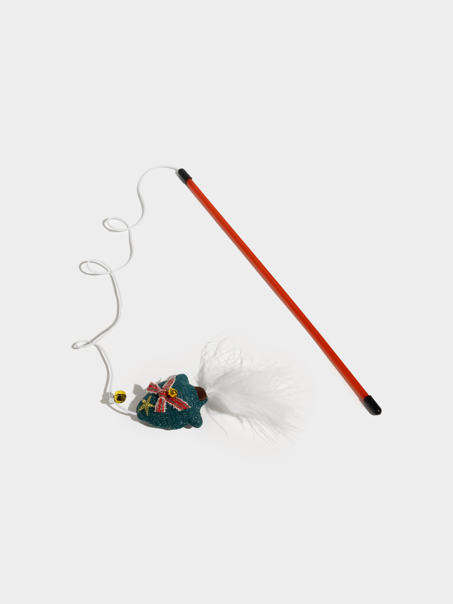 Игрушка-удочка для кошек, 90 см, с колокольчиком, пластик/полиэстер, Елка, Christmas pet, image-0