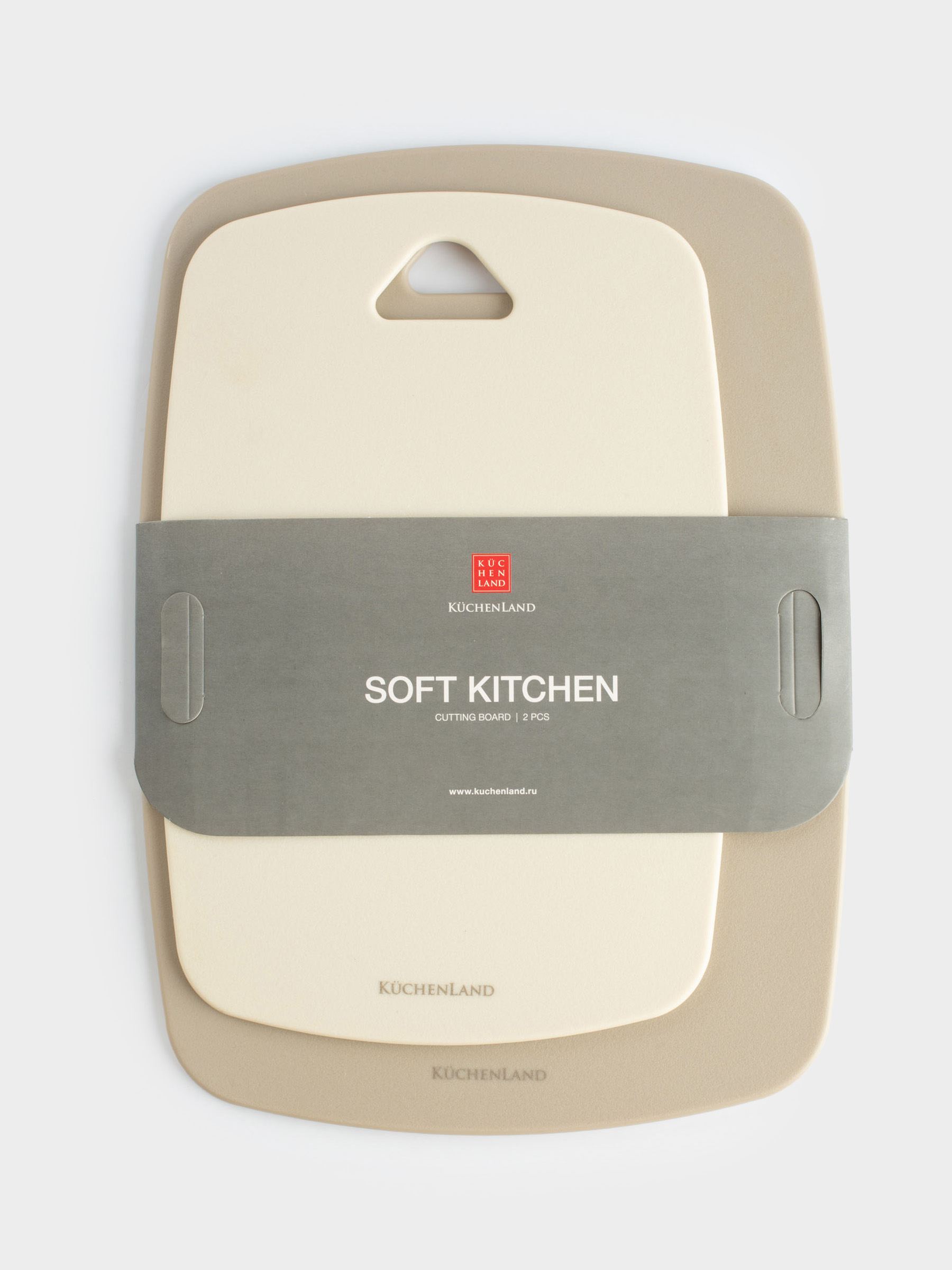 Доска разделочная, 30/35 см, 2 шт, пластик, молочная/серо-коричневая, Soft kitchen, image-8