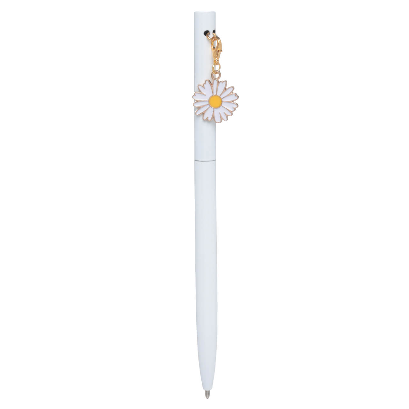 Ручка шариковая, 13 см, с подвеской, сталь, белая, Ромашка, Stationery gold масляная шариковая ручка офисмаг