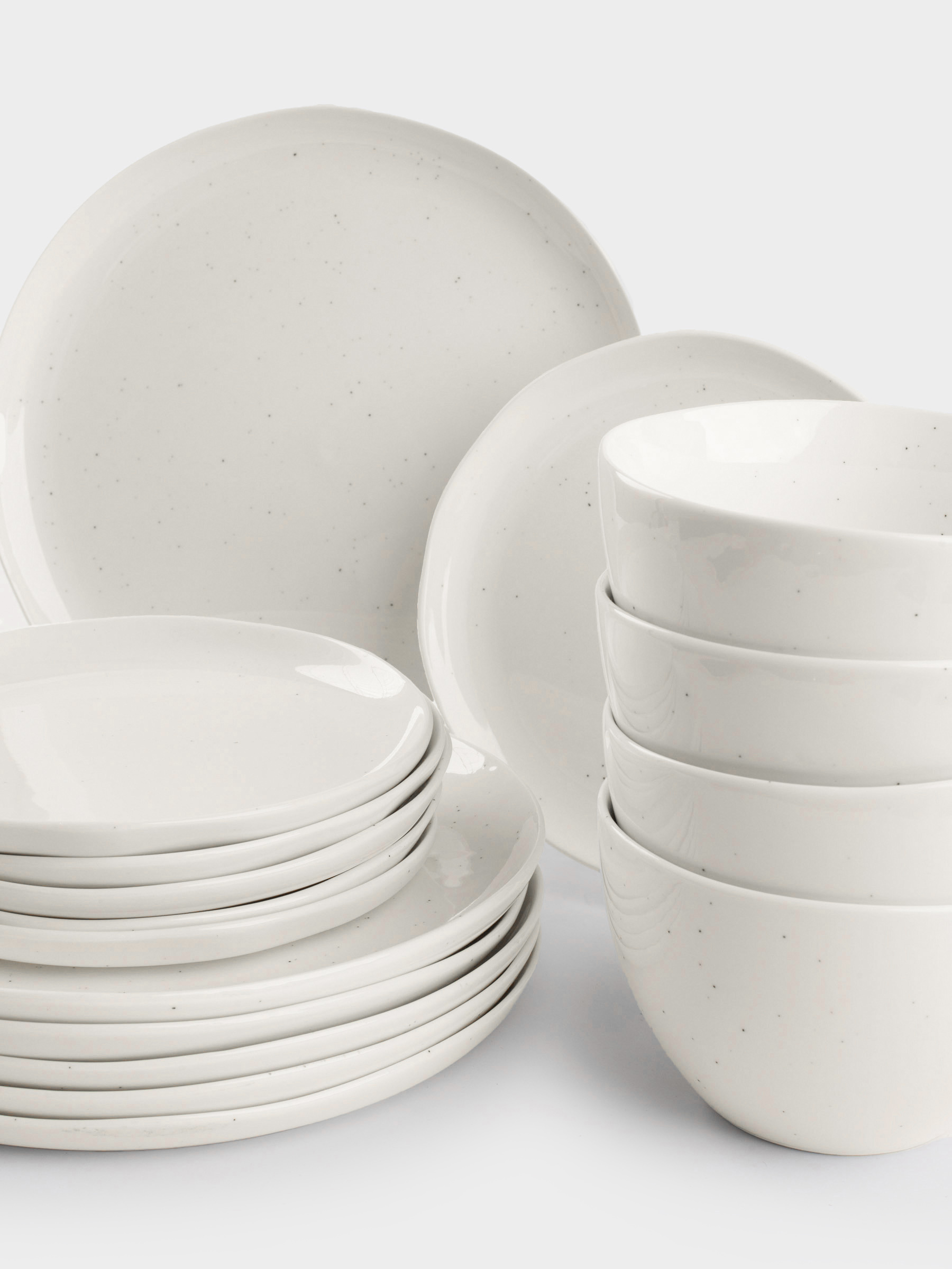 Сервиз обеденный, 6 перс, 18 пр, фарфор N, молочный, Точки, Boho, image-1
