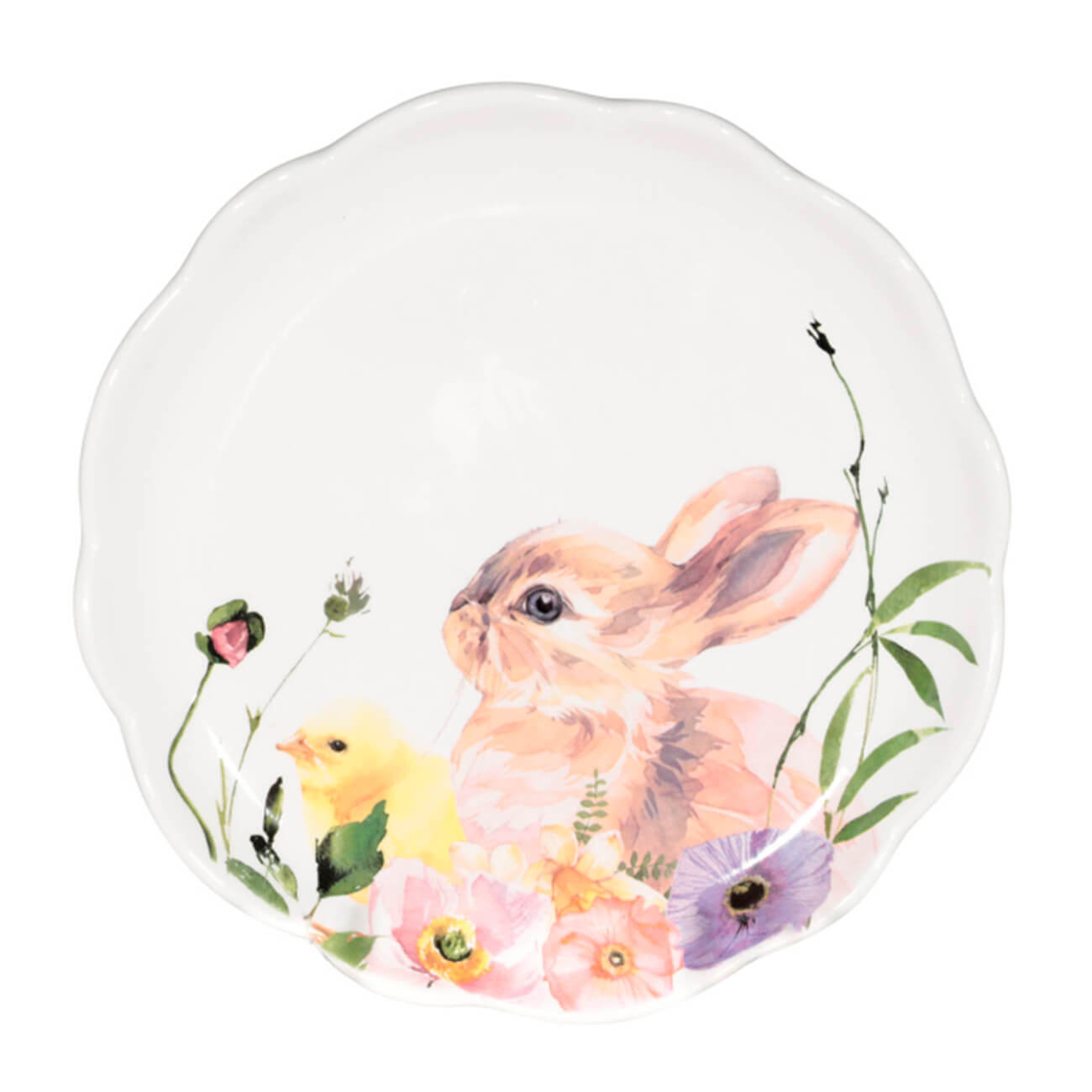 

Тарелка десертная, 20 см, керамика, белая, Кролик и цыпленок, Easter