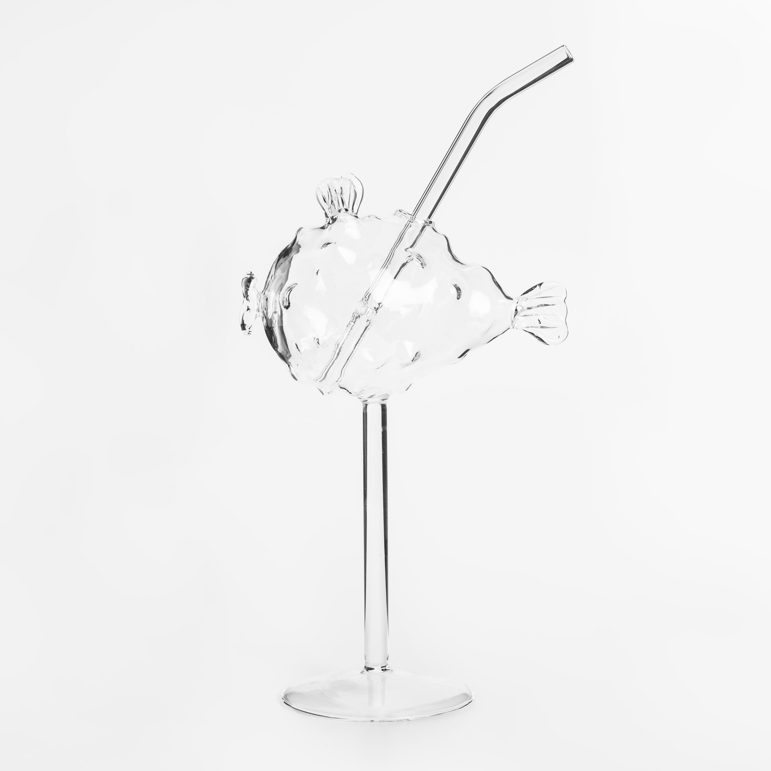 Бокал 210 мл с трубочкой стекло Рыба фугу Deep sea decor 995₽