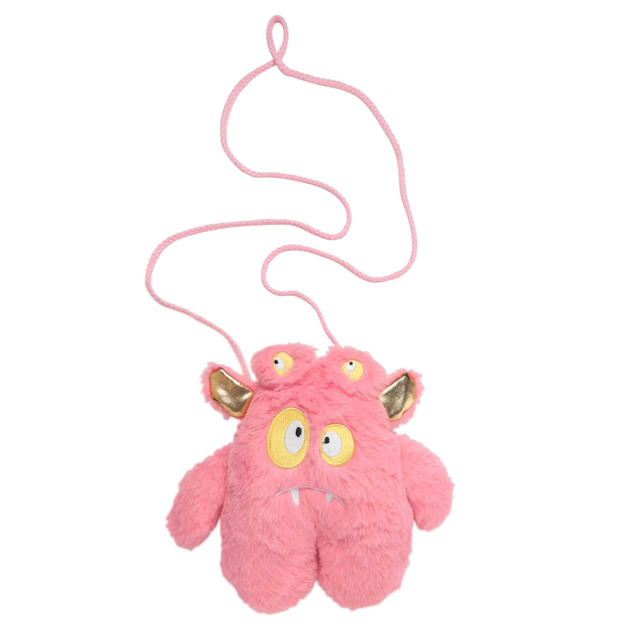 Сумка-игрушка, 25х23 см, искусственный мех, розовая, Монстрик с ушами, Childhood игрушка жевательная 15 5 х 5 5 см красная розовая зеленая