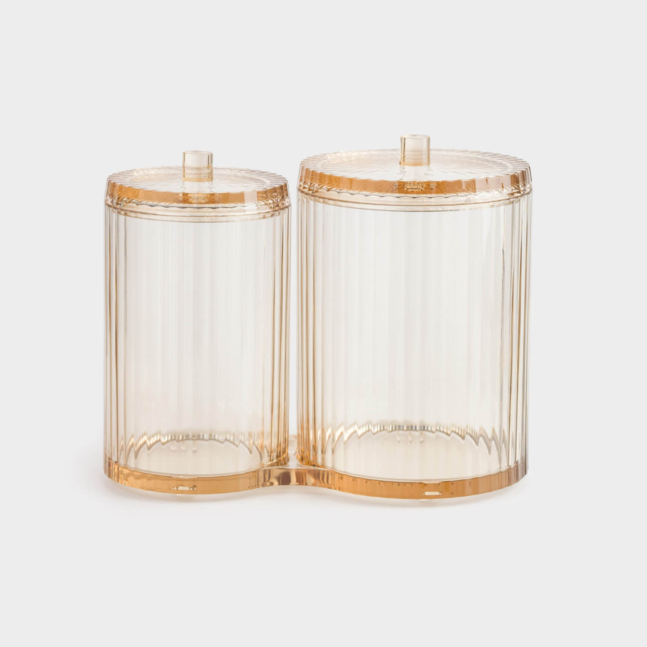 Контейнер для ватных дисковпалочек 11х15 см 2 отд с крышкой пластик янтарный Ribby color 799₽