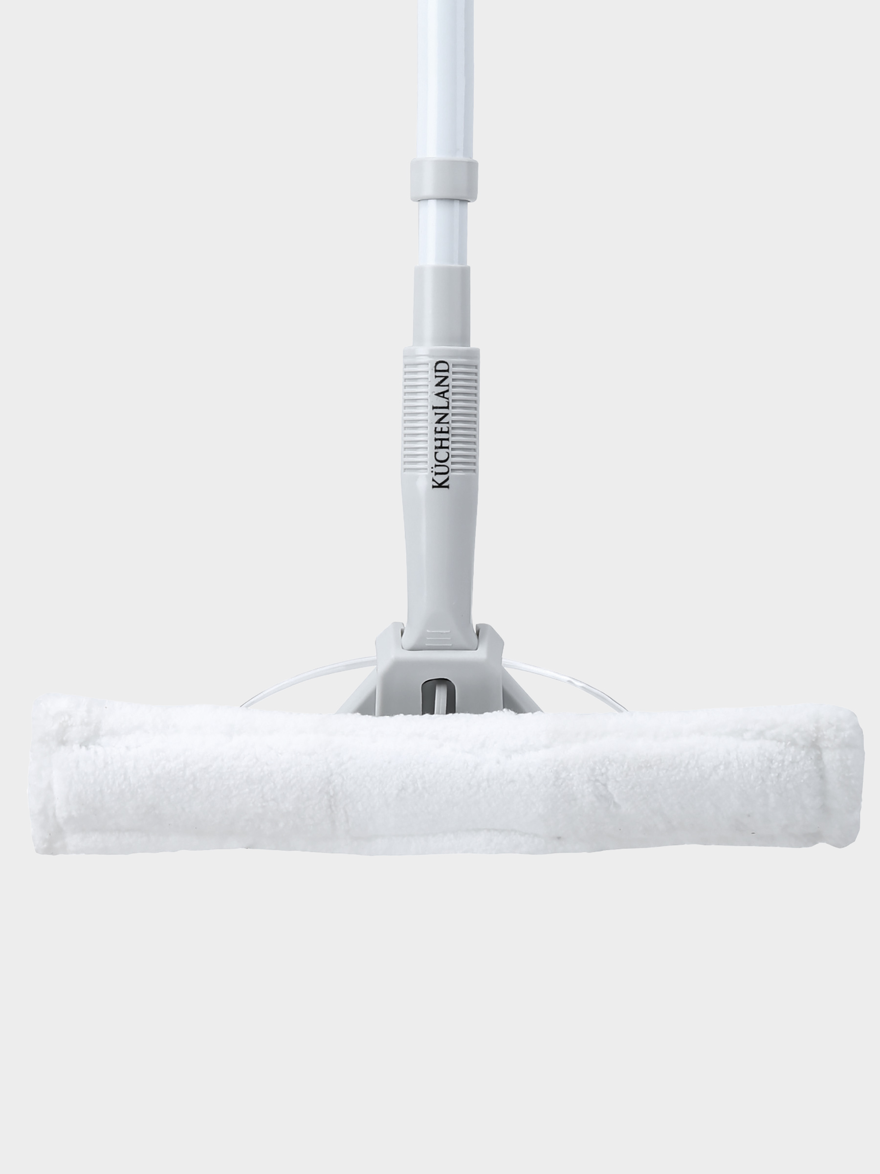 Швабра для мытья окон, с тряпкой и скребком, бело-серая, Clean, image-3