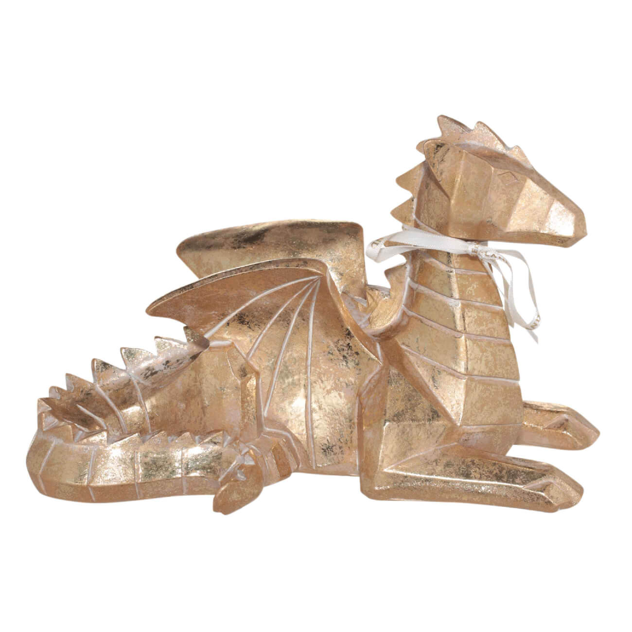 

Статуэтка, 23х16 см, полирезин, золотистая, Графичный дракон, Art modern