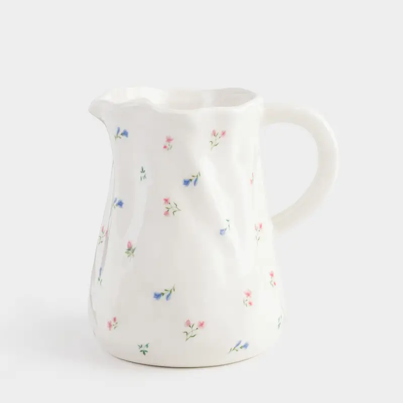 Кувшин, 1,6 л, керамика, молочный, Цветы, El flora ,image-0