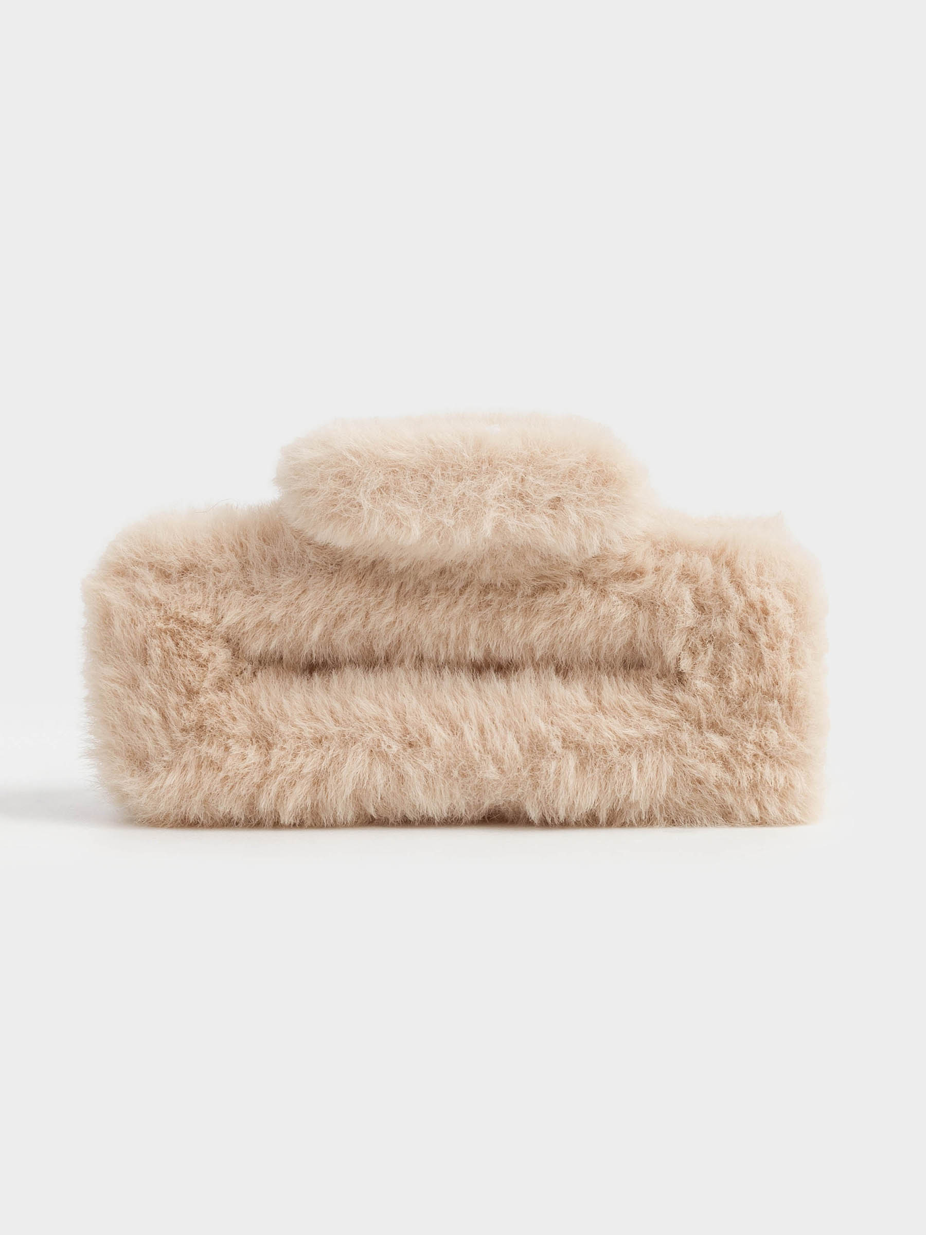 Заколка для волос, 9 см, искусственный мех/пластик, молочная, Крабик, Wooly, image-1