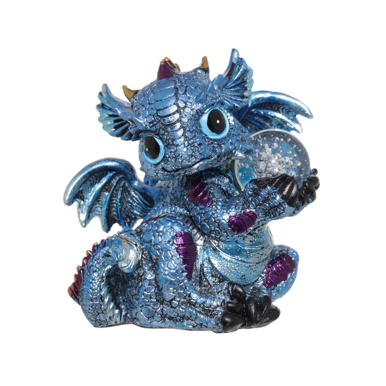 

Статуэтка с подсветкой, 10 см, полирезин, синяя радужная, Дракон с шаром, Dragon blu
