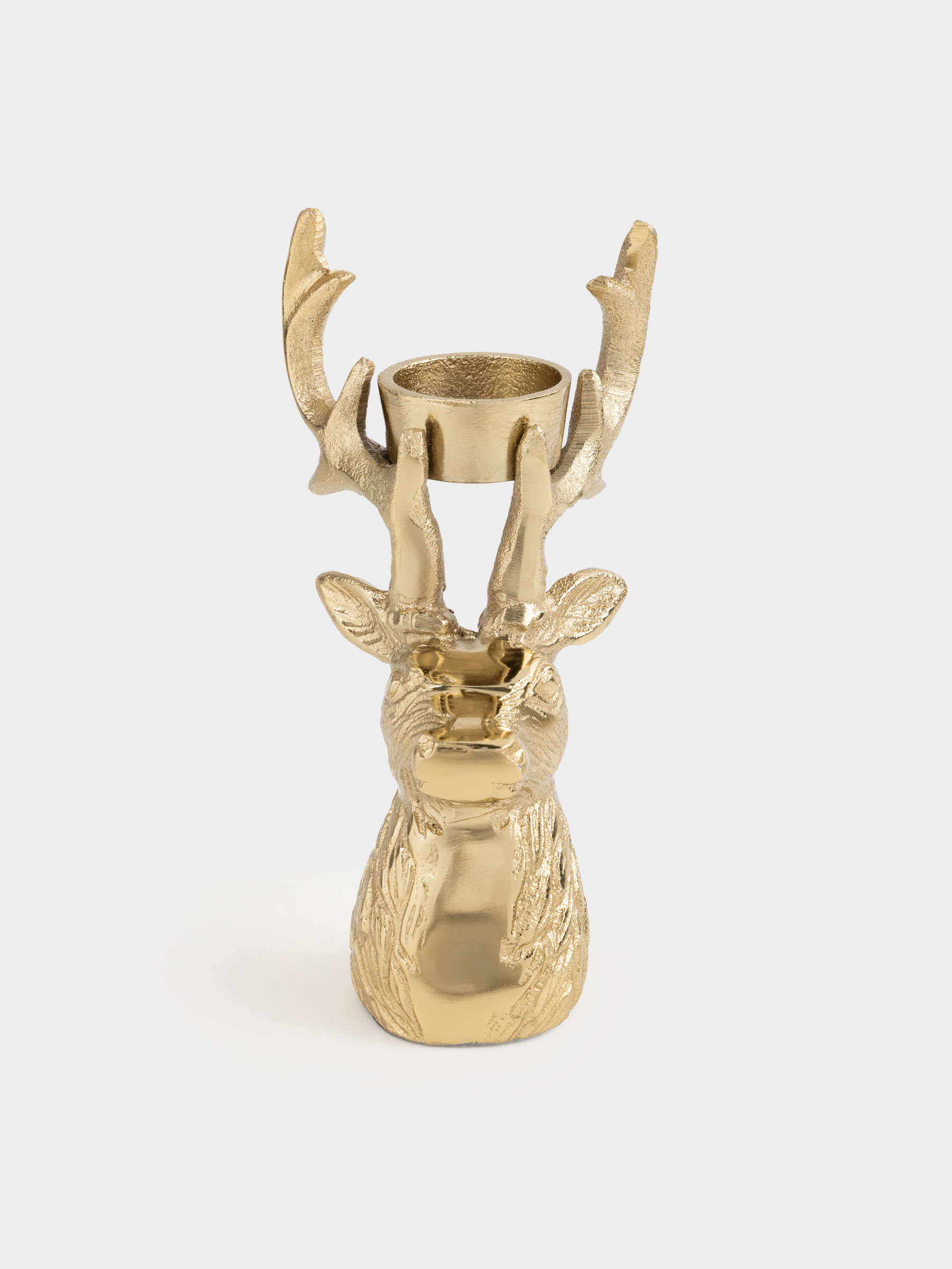 Подсвечник, 17 см, для чайной свечи, металл, золотистый, Олень, Arctic deer, image-0