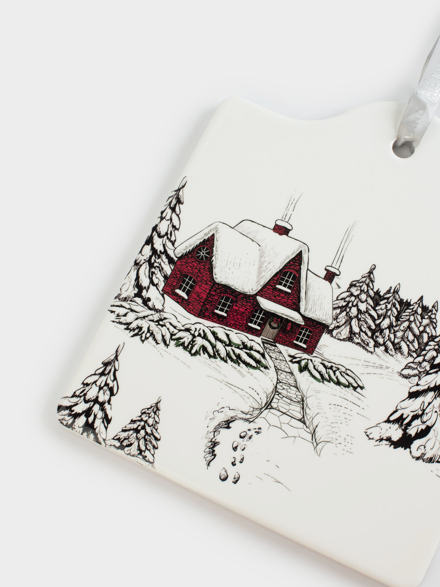 Подставка под горячее, 16х19 см, керамика/пробка, белая, Дом в снегу, Forest house, image-3