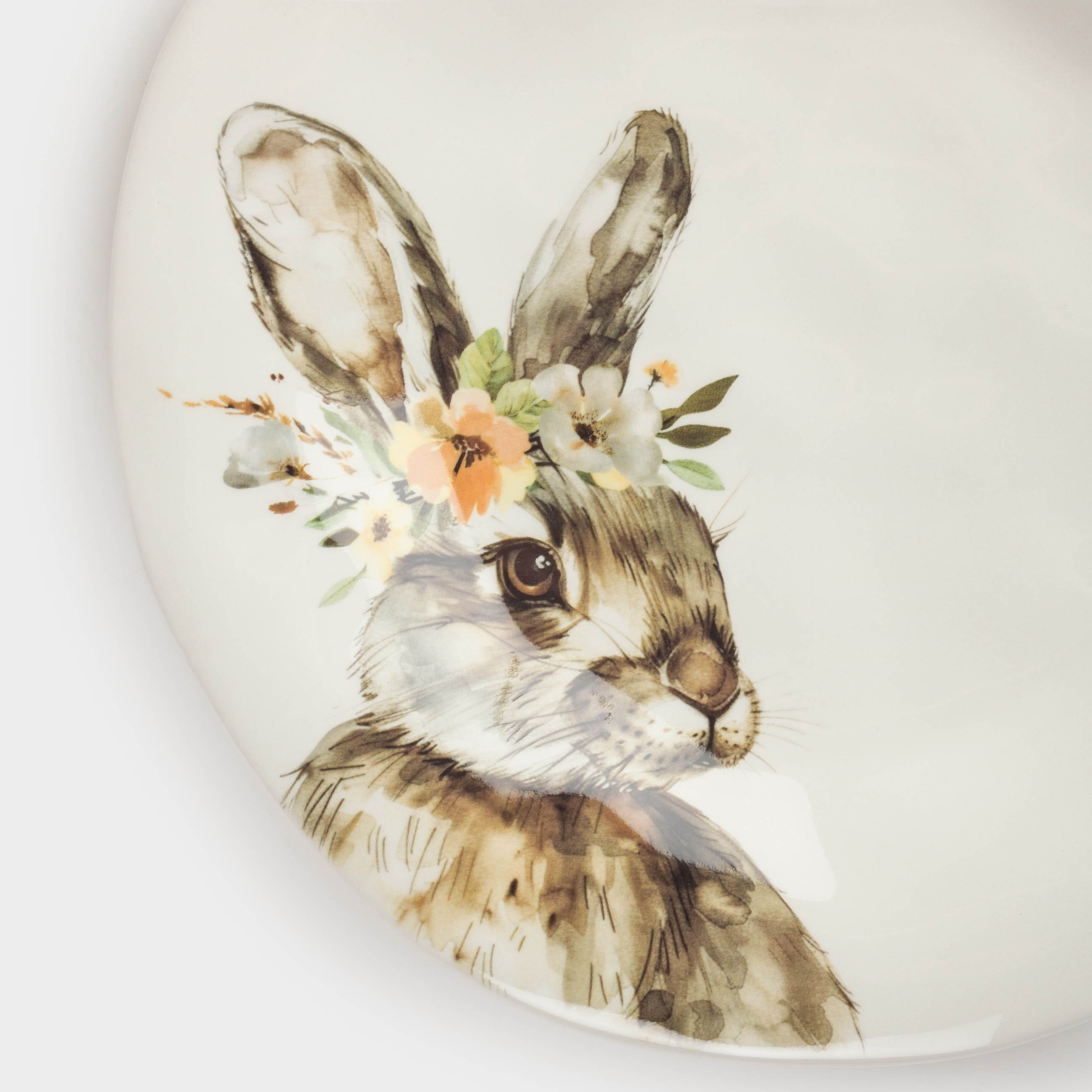 Тарелка закусочная, 23 см, керамика, белая, Кролик в венке, Natural Easter, image-6