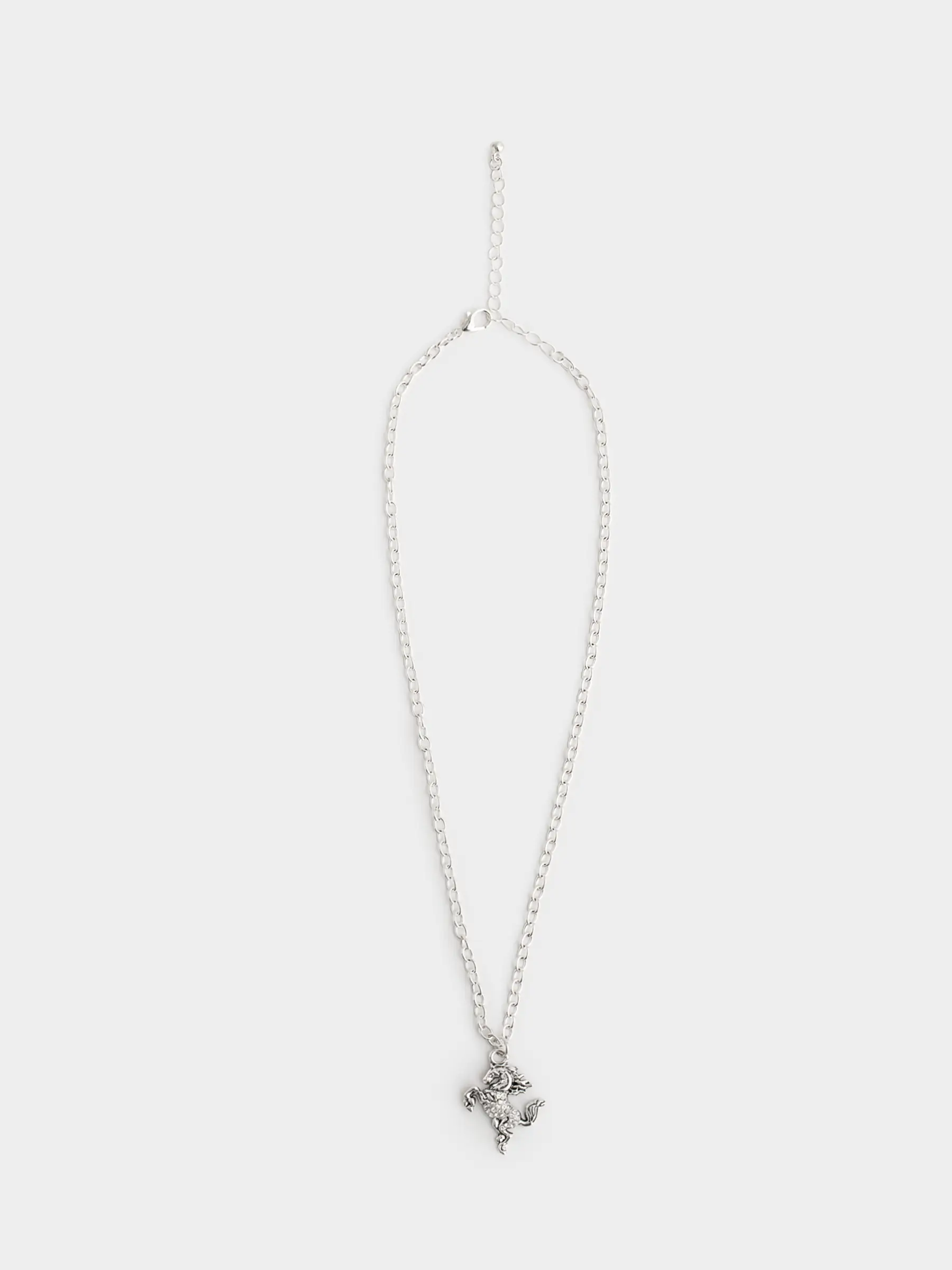 Цепочка, 49 см, с подвеской, металл/стразы, серебристая, Лошадь, Jewelry horse