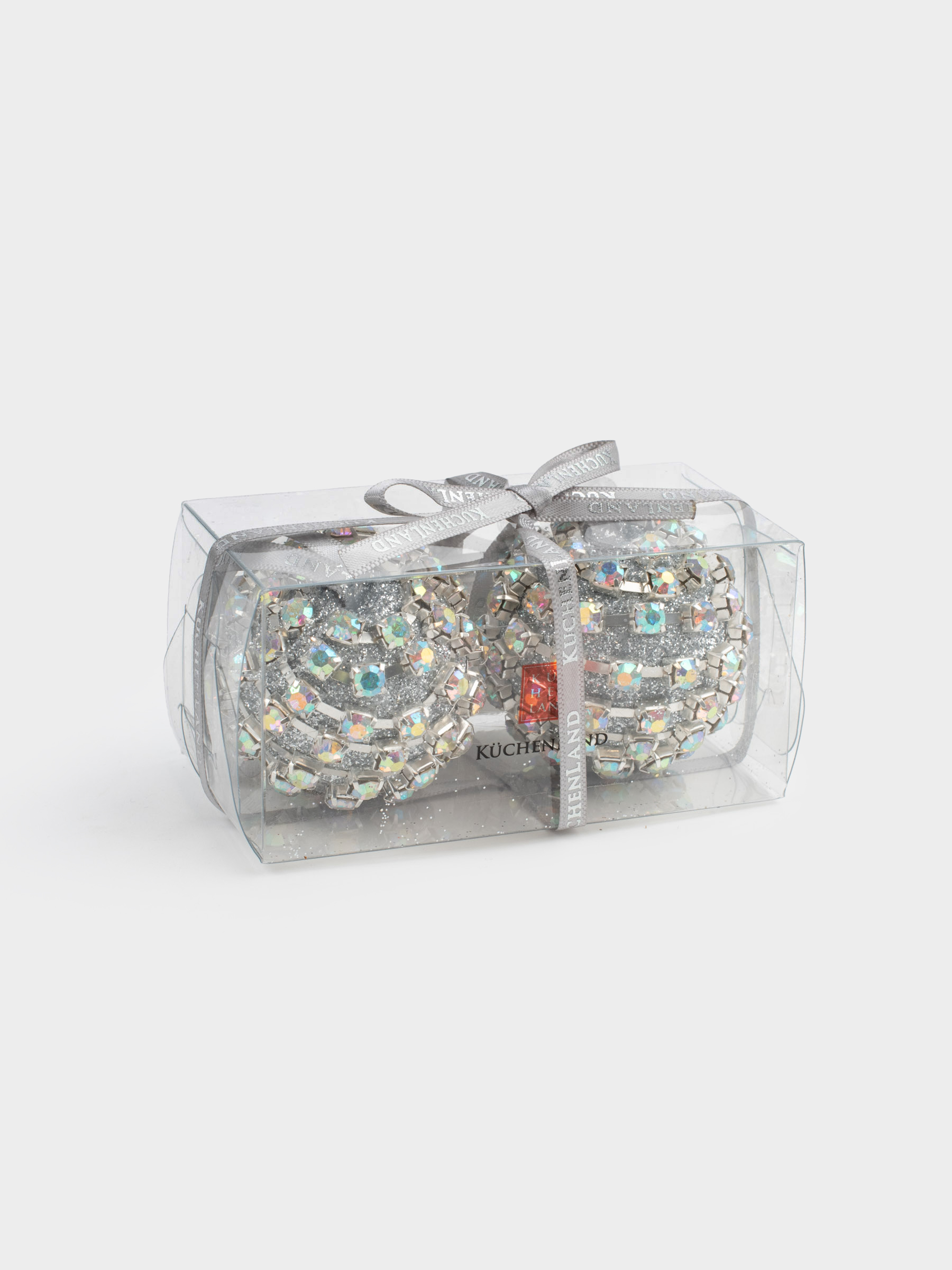 Игрушка елочная, 4 см, 2 шт, пластик, перламутр, Шар в стразах, Ball sparkle, image-3