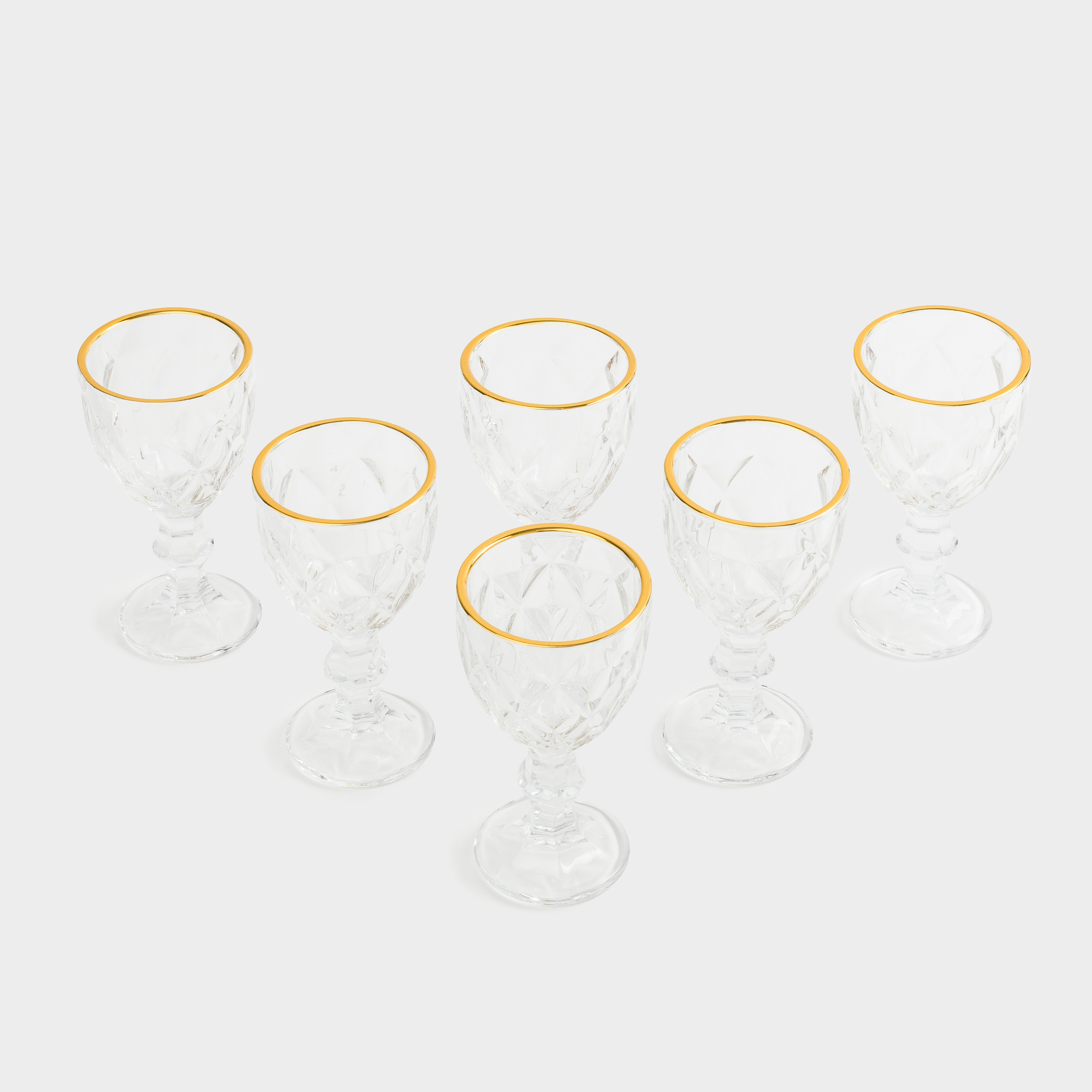 Рюмка, 50 мл, 6 шт, стекло Р, с золотистым кантом, Rhomb gold, image-2