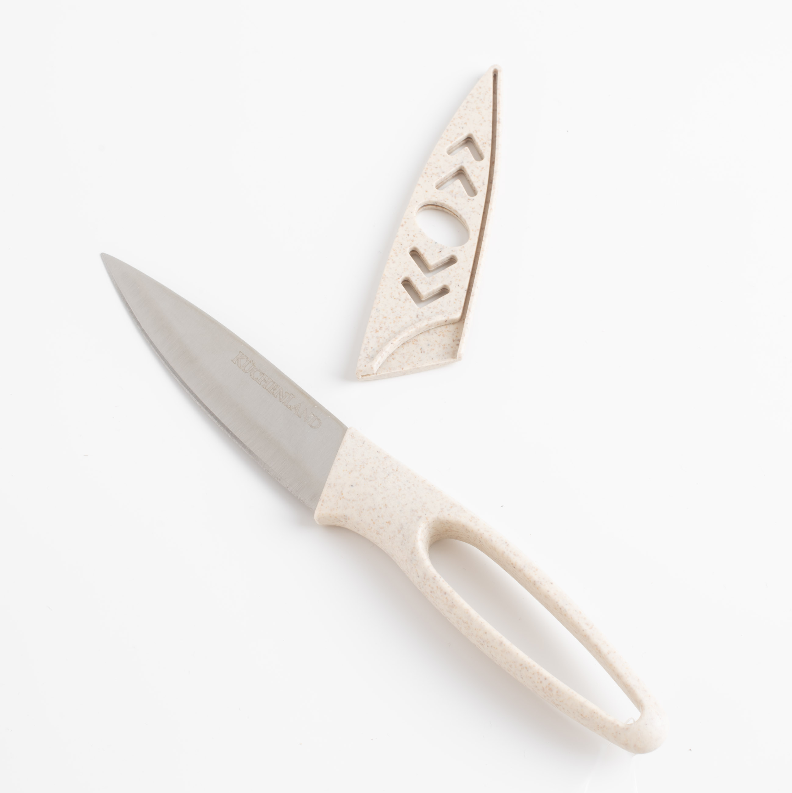 Нож для чистки овощей, 9 см, с чехлом, сталь/пластик, бежевый, в крапинку, Soft speckled изображение № 2
