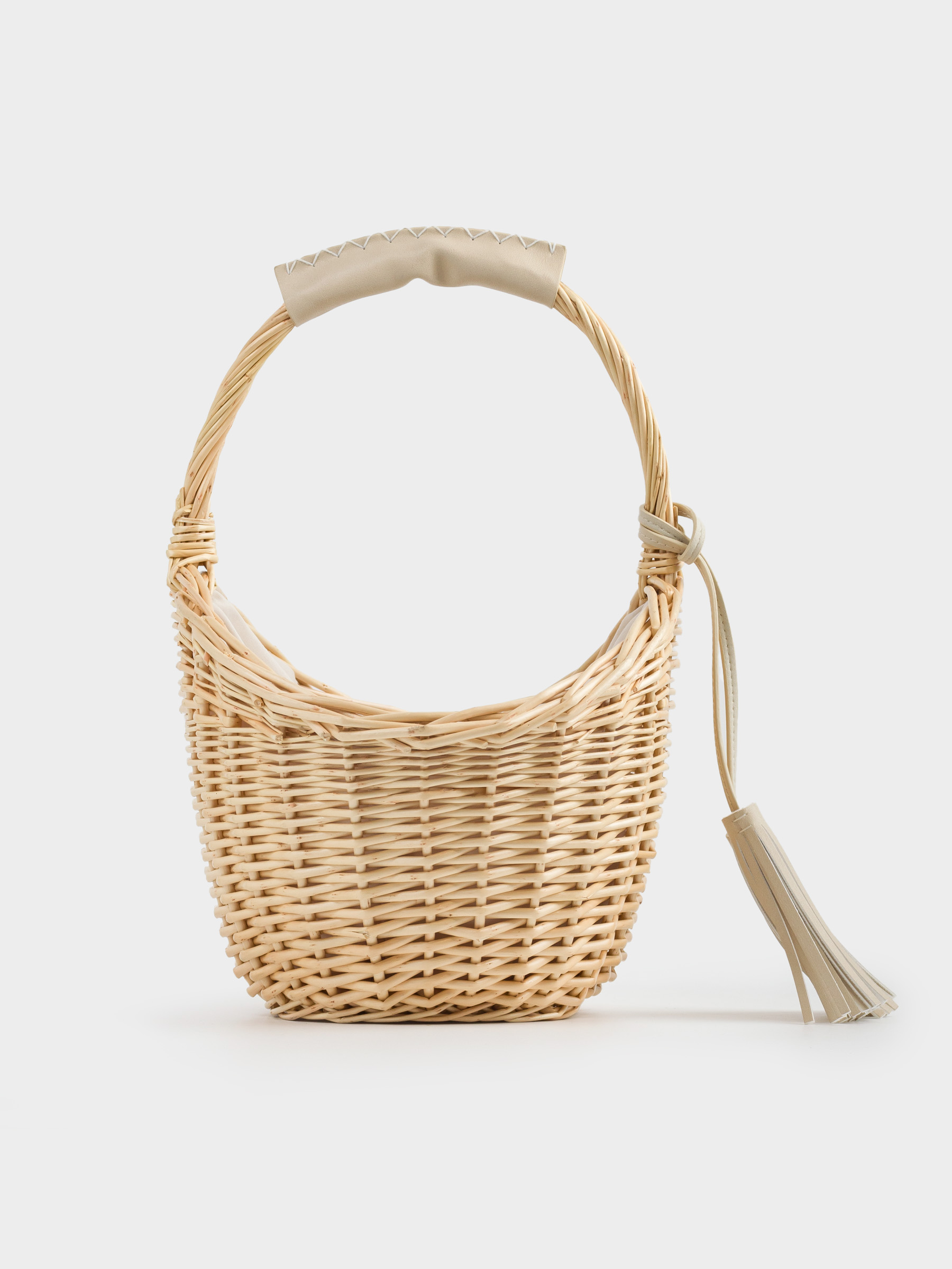 Корзина-сумка, 32 см, ива/полиэстер, бежевая, Beige style, image-4