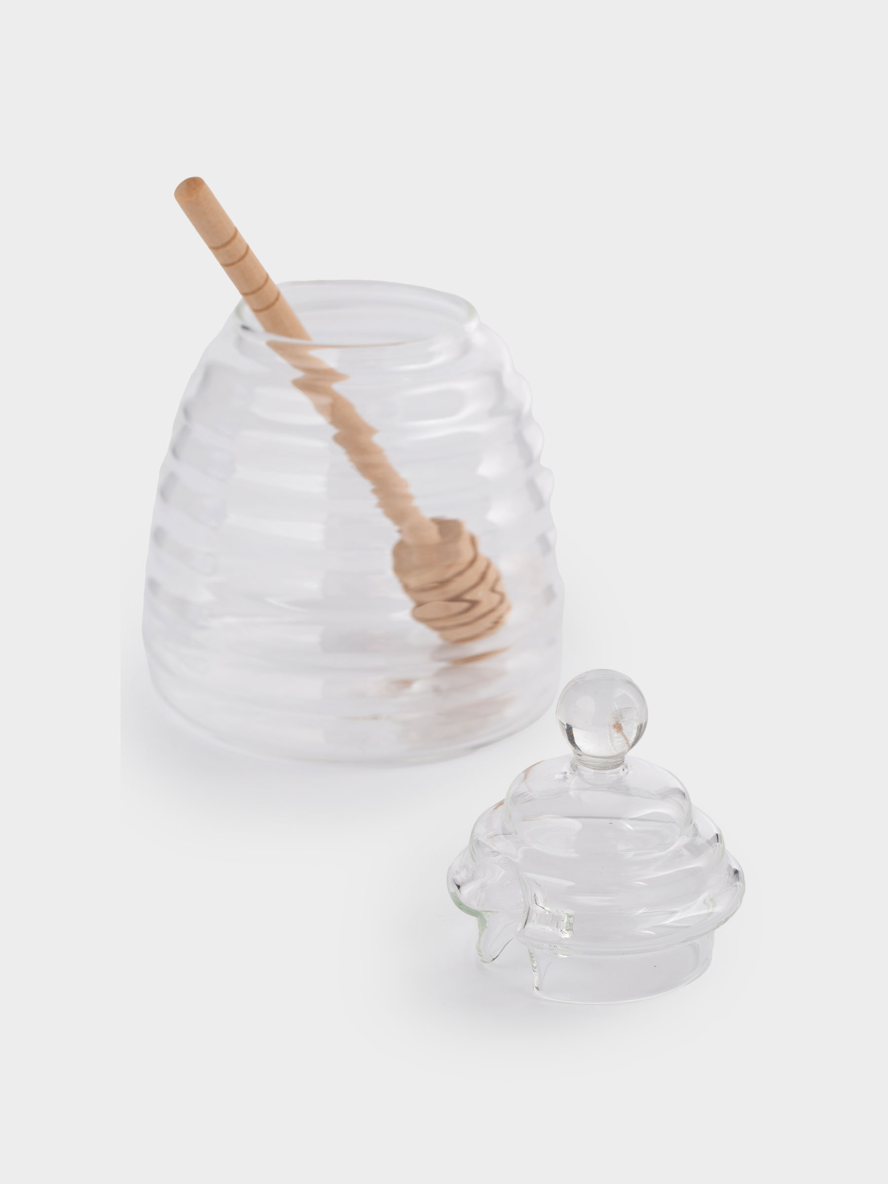 Банка для меда, 470 мл, с ложкой, стекло Б/дерево, Honey, image-2