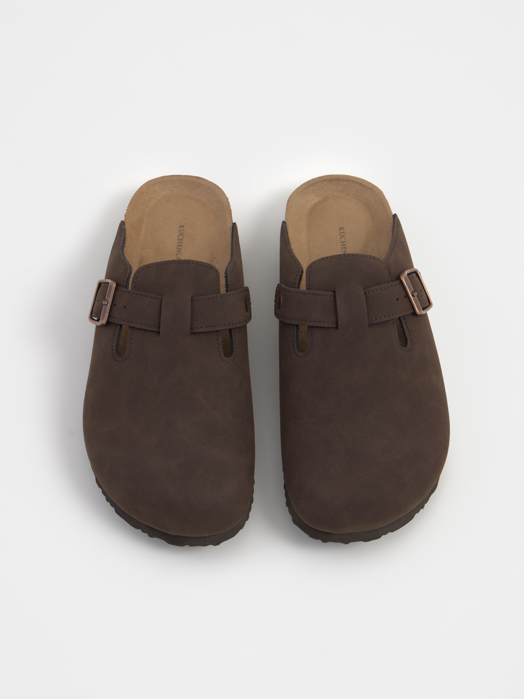 Тапочки женские, с застежкой, искусственная замша, коричневые, Clogs, image-5