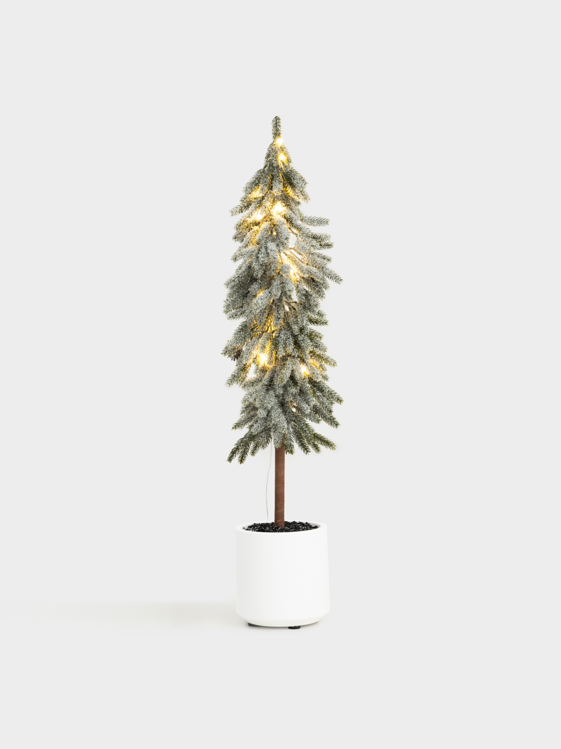 Ель искусственная, 80 см, с подсветкой, в горшке, ПВХ, Ель с шишками, Snowy decor, image-0
