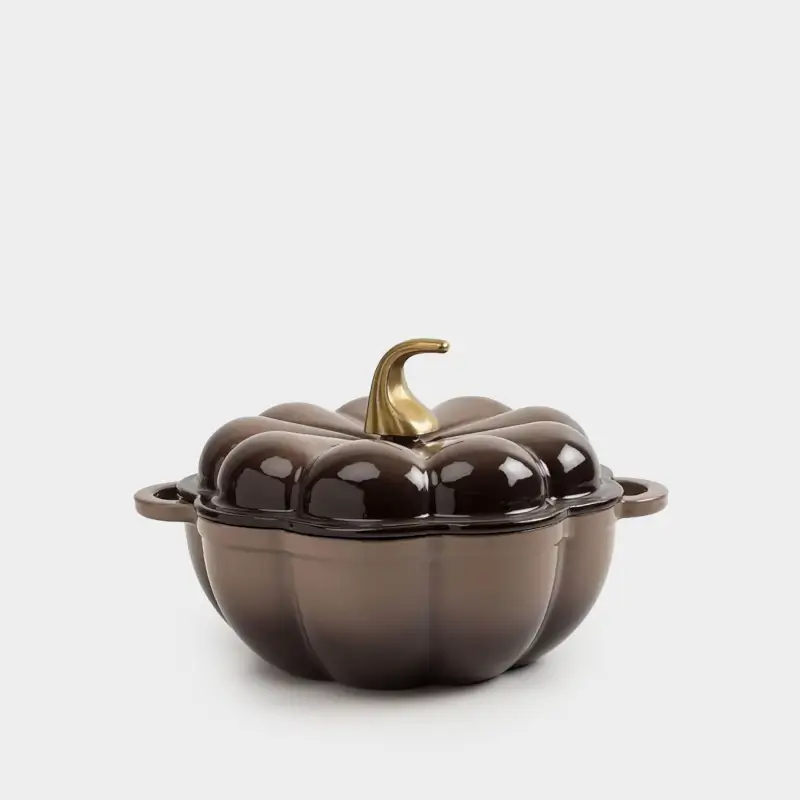 Кастрюля, 20 см, 1,7 л, с крышкой, чугун, коричневая, Тыква, Gourd ,image-0