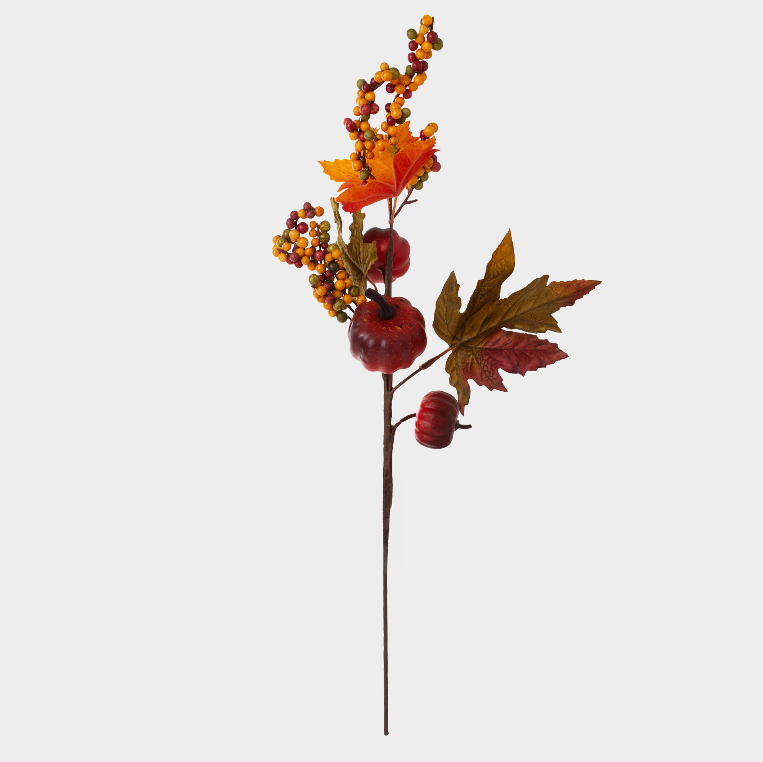 Ветка декоративная 55 см пеноплатпластик Тыквы с ягодами и листьями Forest symphony decor 345₽