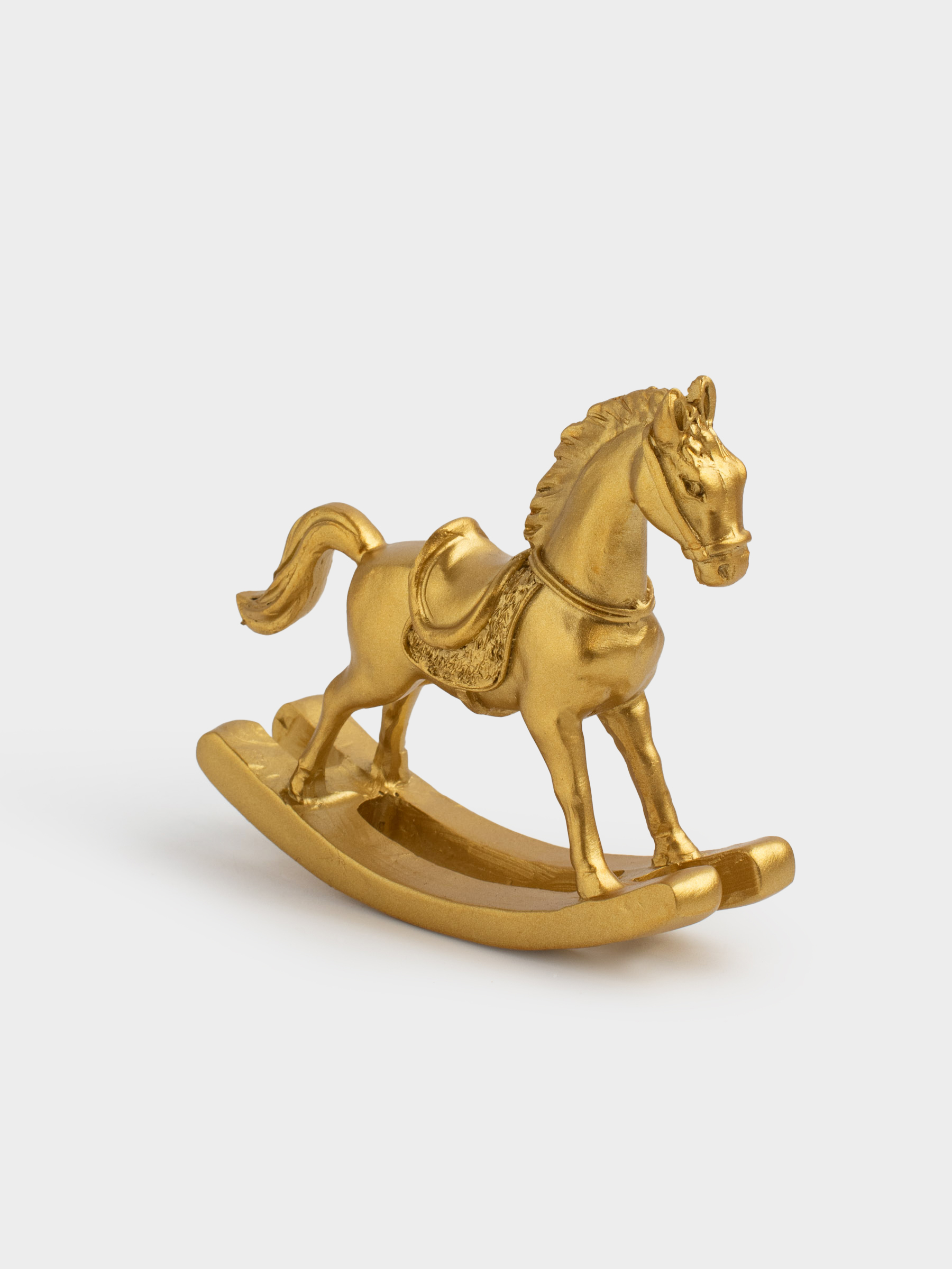 Статуэтка, 8 см, полирезин, золотистая, Лошадка-качалка, Horse gold, image-1